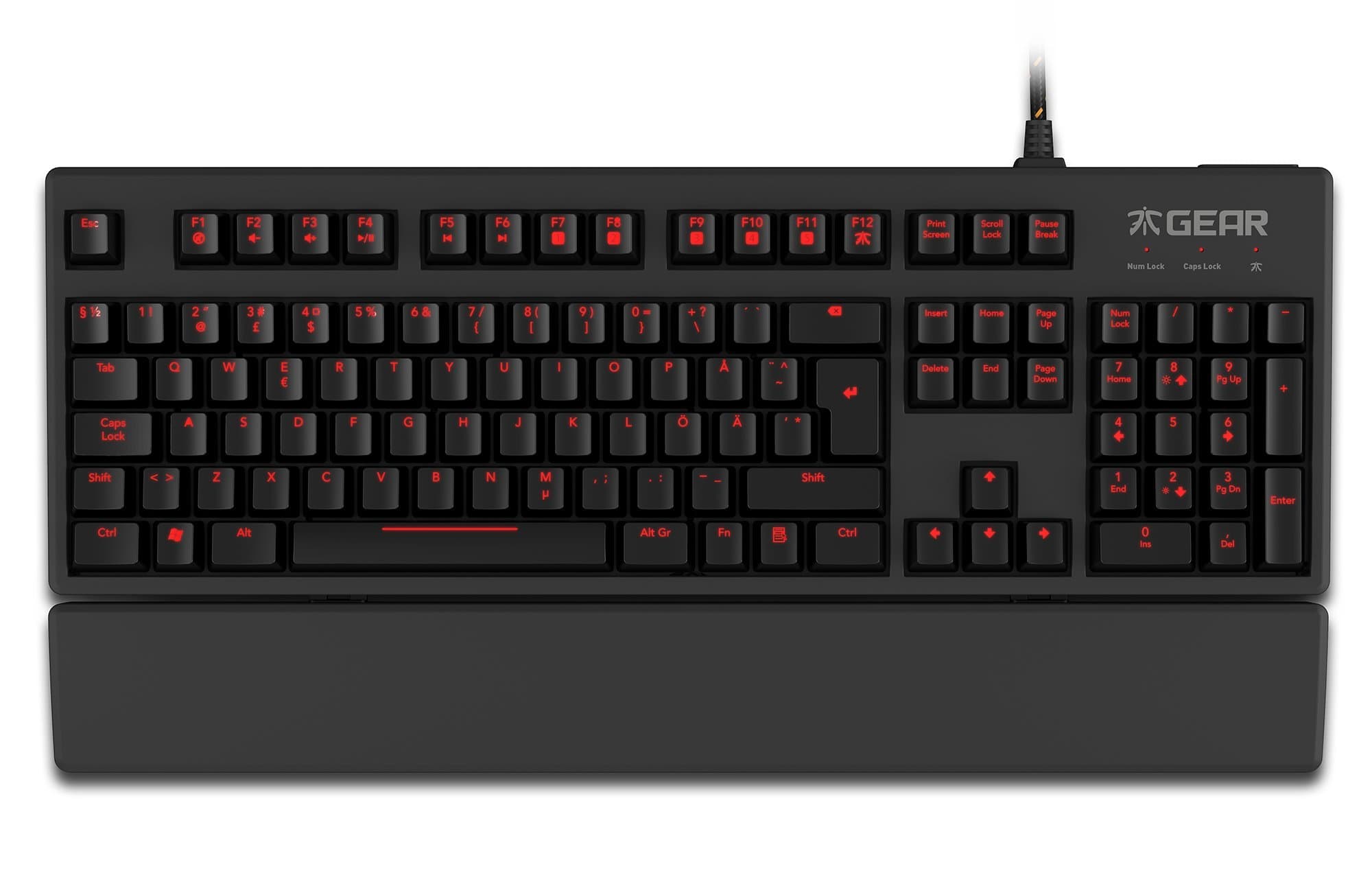Fnatic Gear Rush LED Backlit Mechanical Pro Gaming Keyboard with Red MX Cherry Switches, US Layout