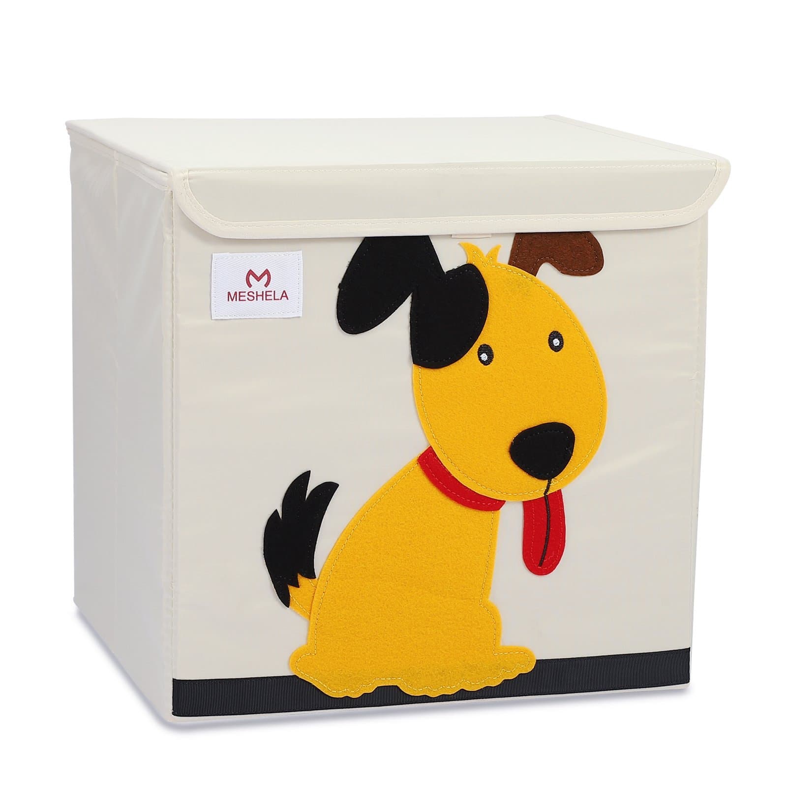 Meshela Cartoon Cube-Shaped Storage Box and Organiser for Kids Toys, Canvas Foldable Storage Box, Toy Box, 33 x 33 x 33 cm, Fabric, dog, 33 x33x33