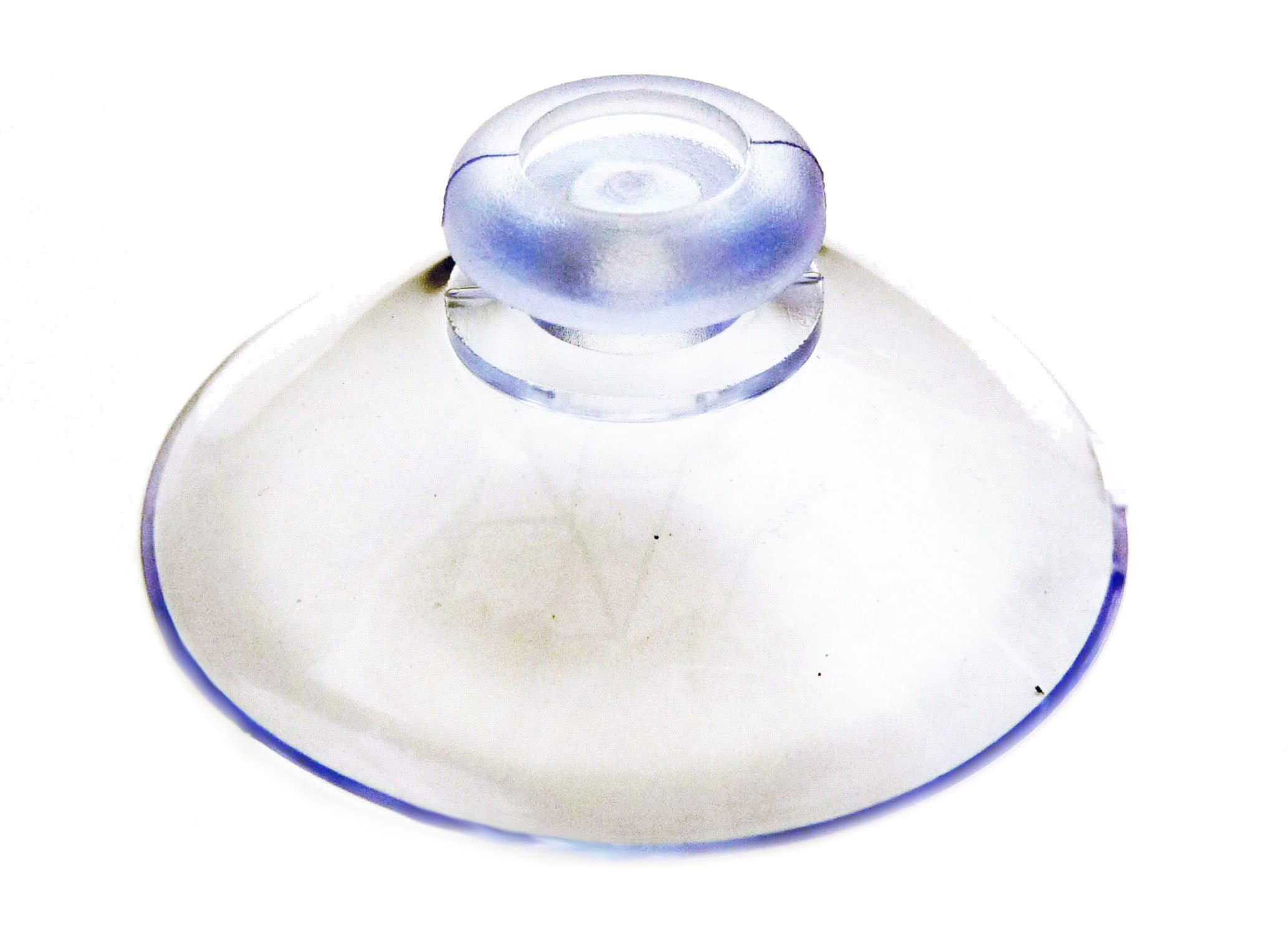 Pack of 100 x 45mm (approximately 1 3/4") Standard Mushroom Head Suction Cups / Suckers plain, clear vinyl PVC by rubbersuckers UK. Packet of 100