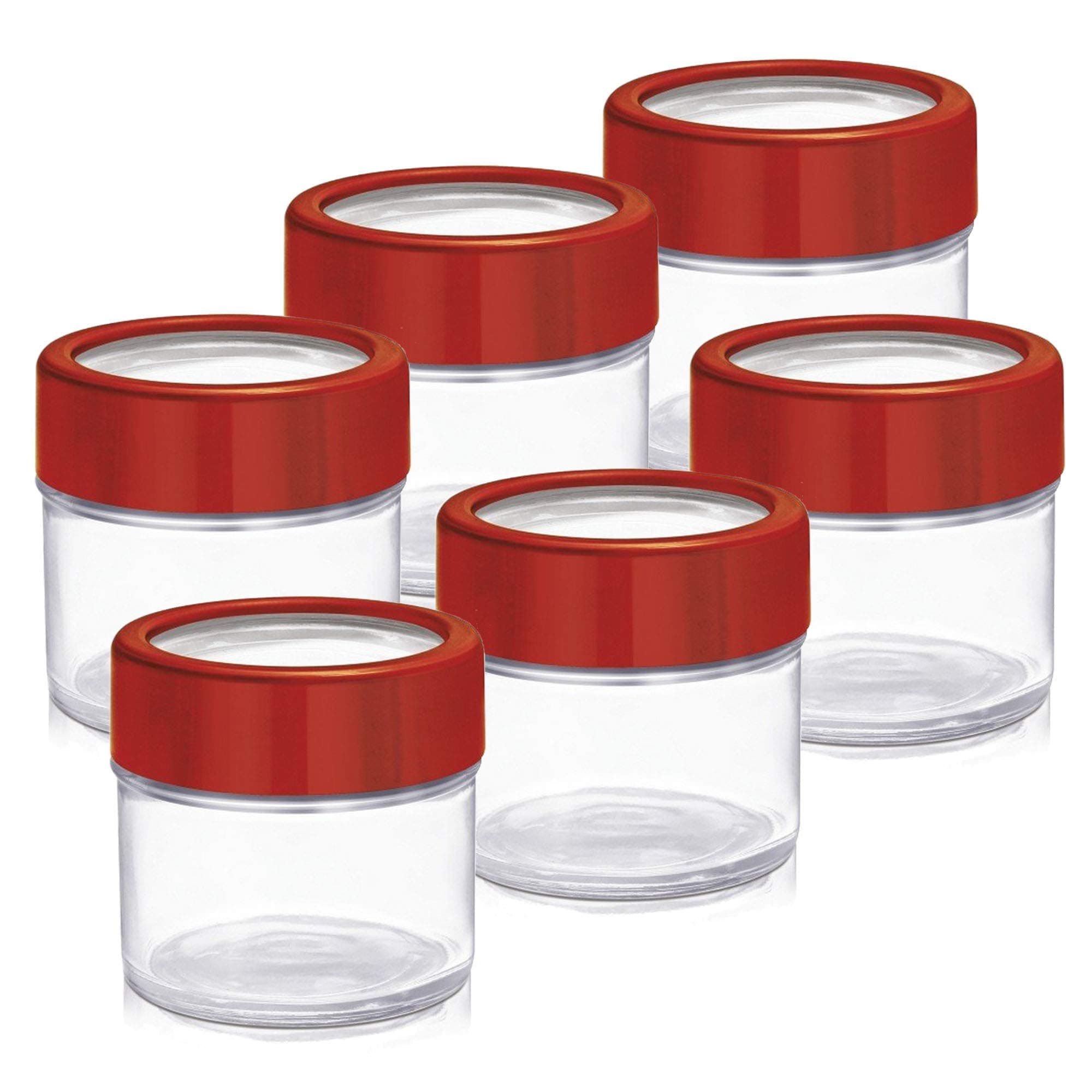 Treo Alfy Glass Storage Jar 100 ml | 3.4 oz Airtight Lid Container, Multifunctional Canisters, BPA Free, Canning Jars, Jelly Jars, Small Jars for Spices, Candies, Jams | Set of 6, Multicolor