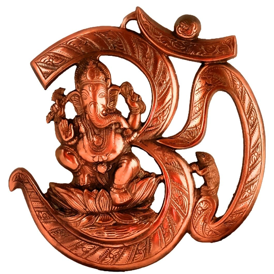 INORS Om Ganesh 10 Inches Wall Door Hanging with Copper Finish for Prosperity and Good Luck Perfect Housewarming Gift