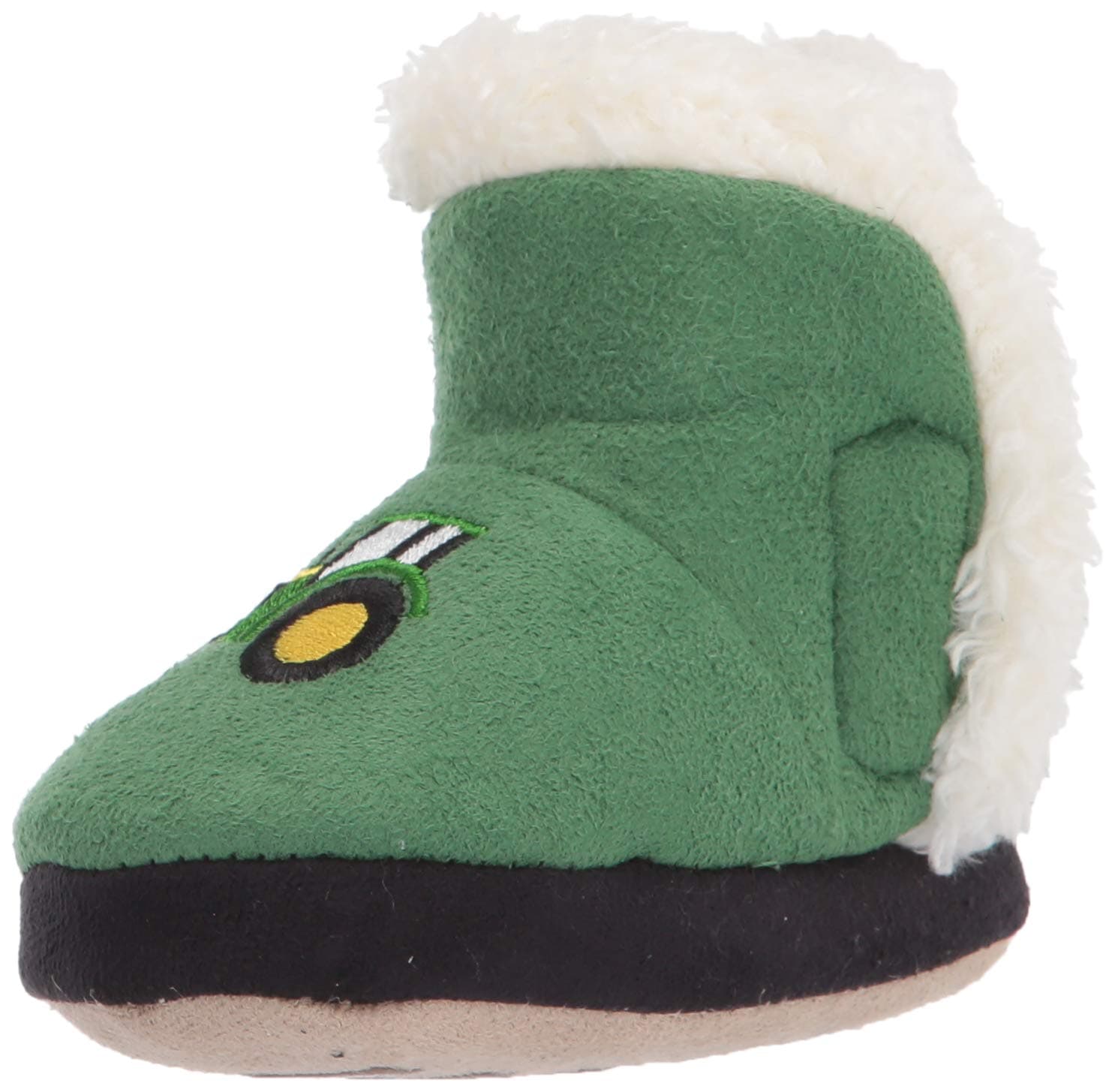 Green Tractor Baby Slippers for Newborns and Infants Sherpa Lined