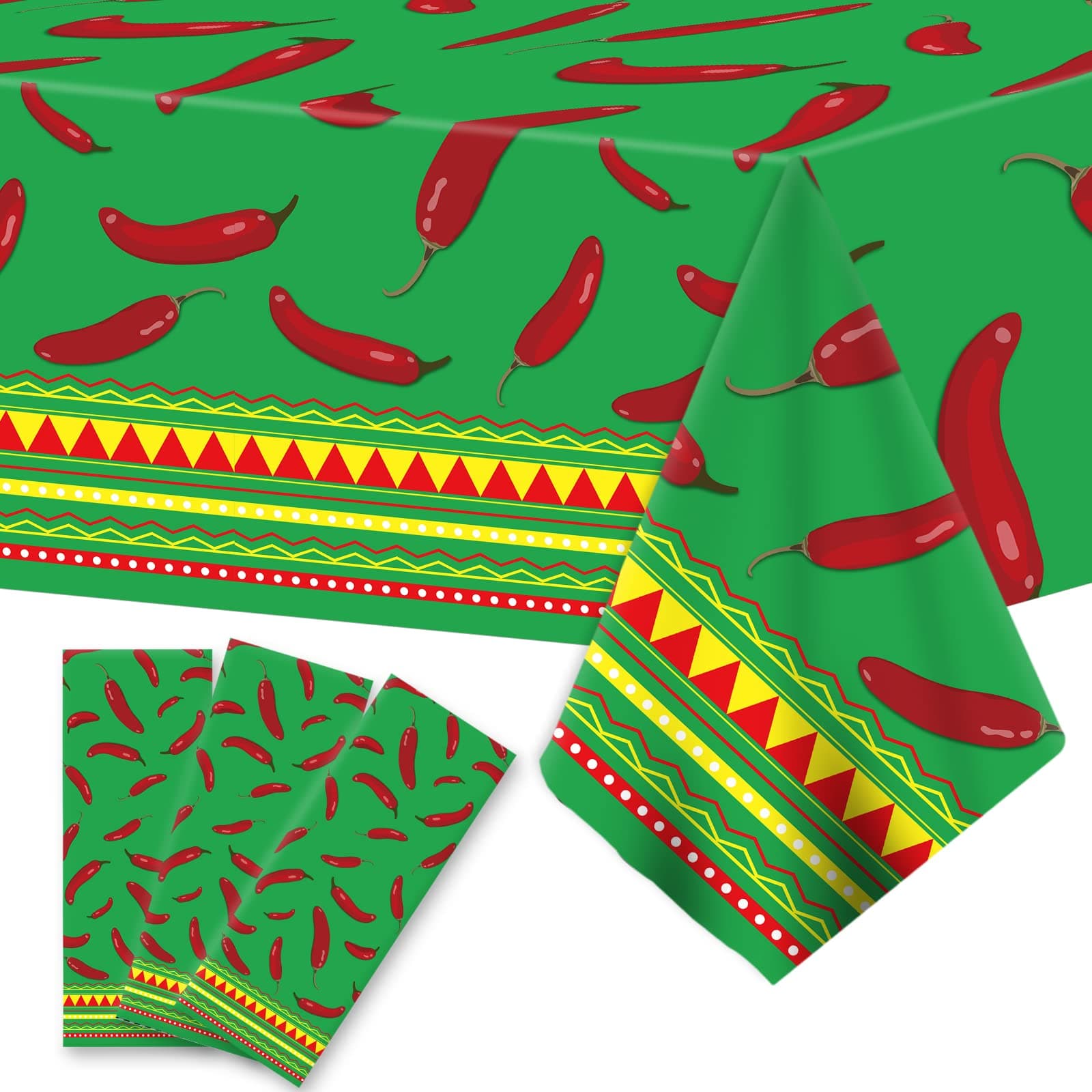 gisgfim 3pcs Chili Cook Party Decorations Off Tablecloth, Red Pepper Plastic Table Cover Decorations Disposable Chili Cook Party Supplies for Rectangle Tables