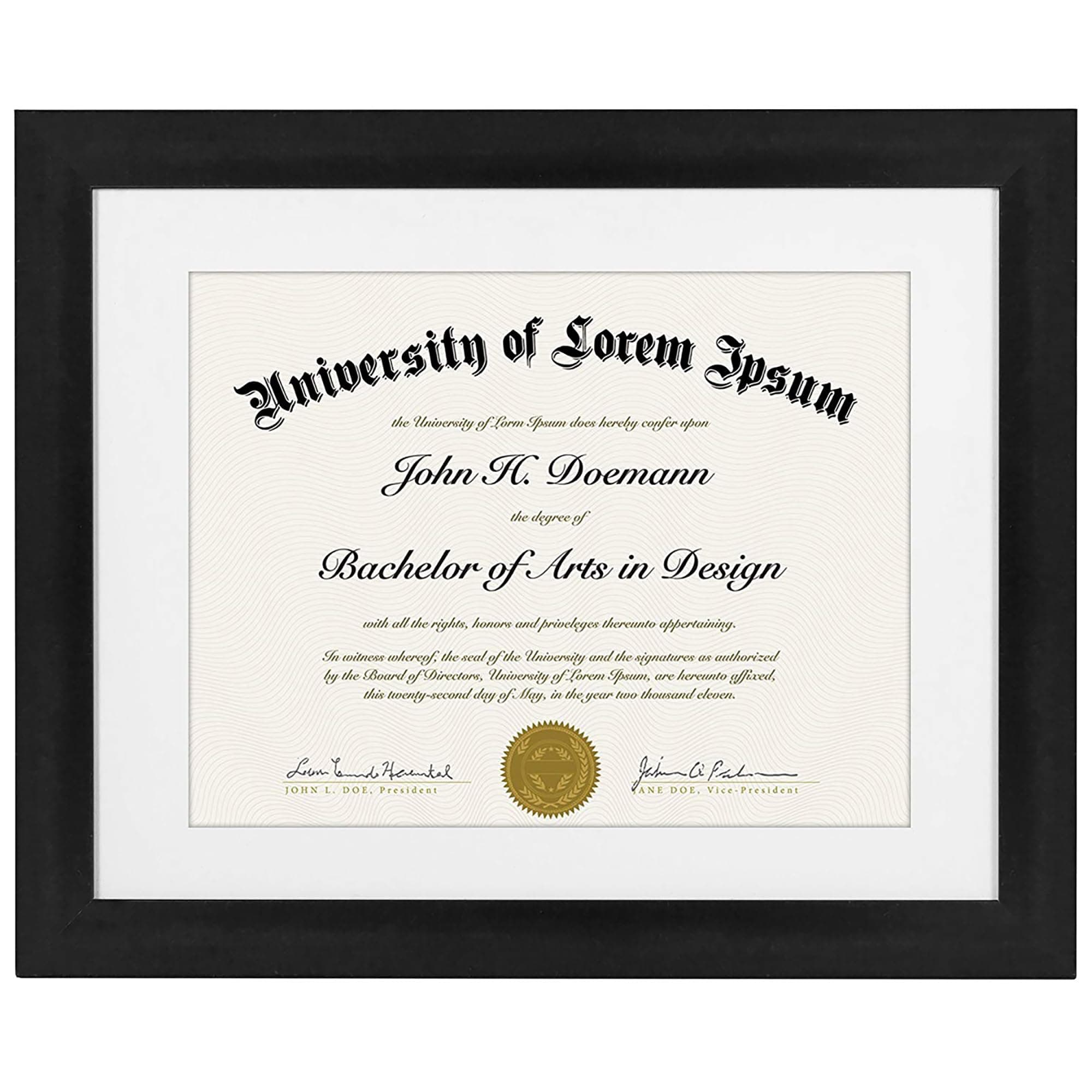 - 11x14 Diploma Frame with Shatter-Resistant Glass - Use as 8.5x11 Frame with Mat or Display 11x14 Documents Without Mat - Legacy Collection - Certificate Frames for Wall Display - Black