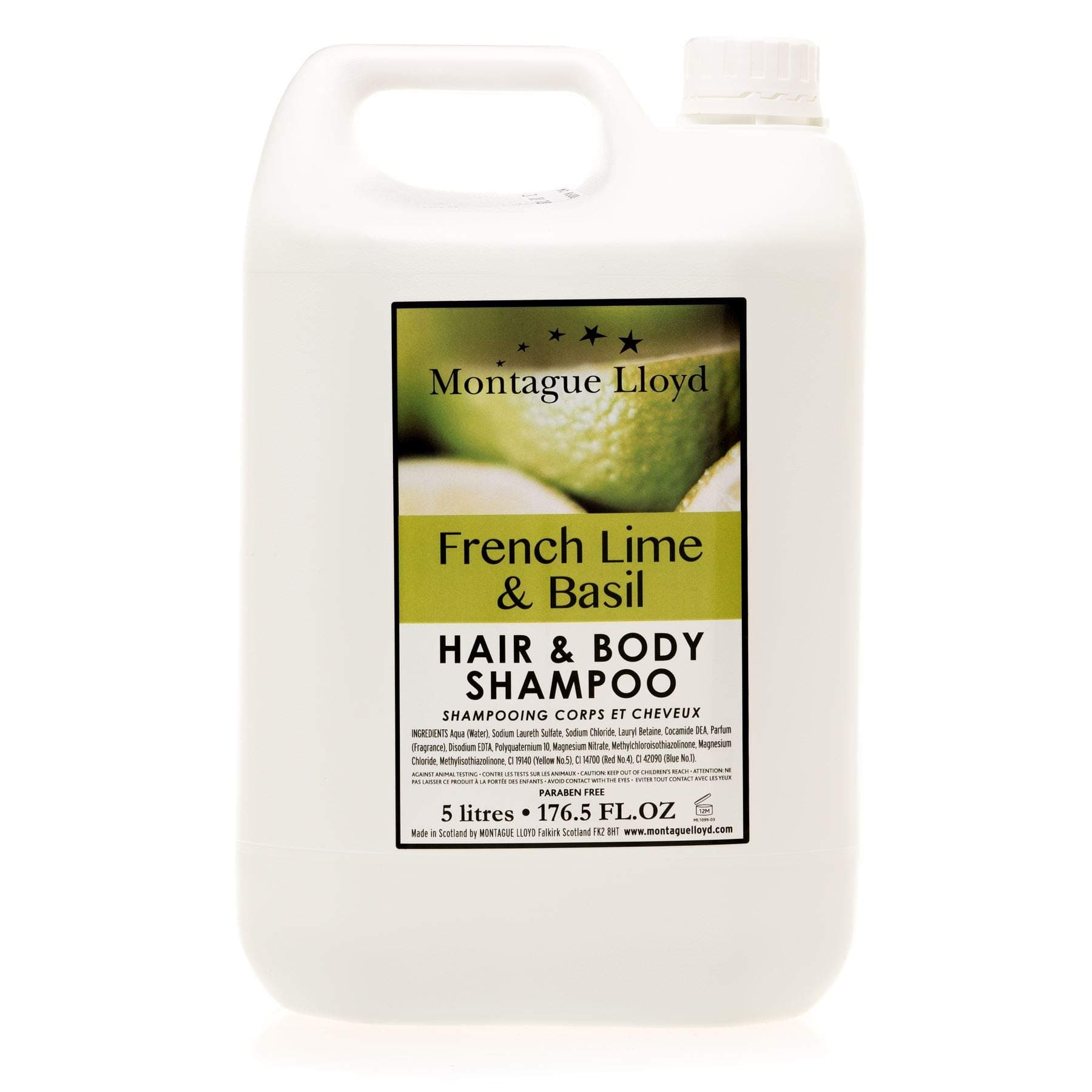 French Lime and Basil Shampoo 5L Commercial Refill Made in Scotland