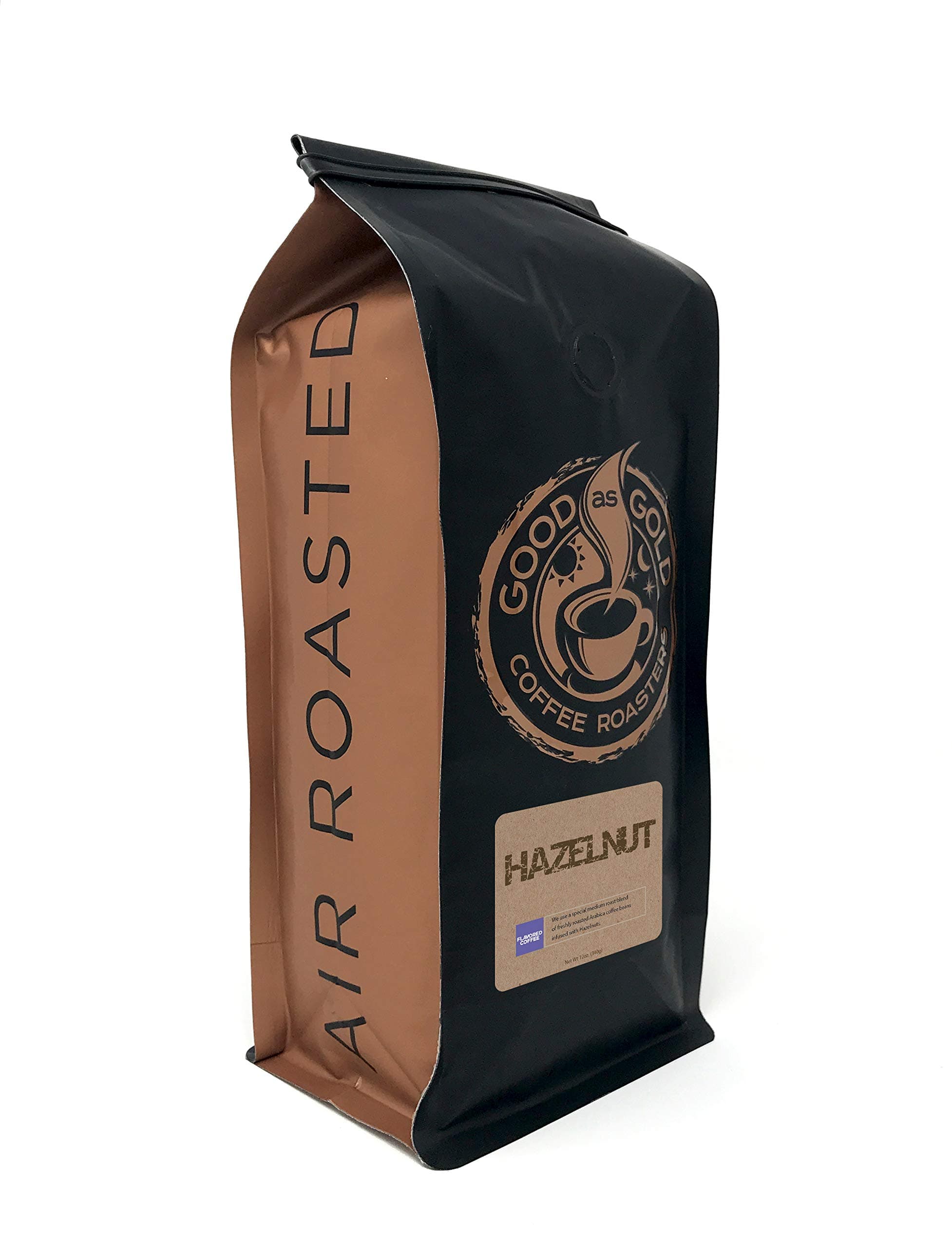 Good As Gold Coffee Roasters - Hazelnut Flavored Whole Bean Coffee, 12 Oz