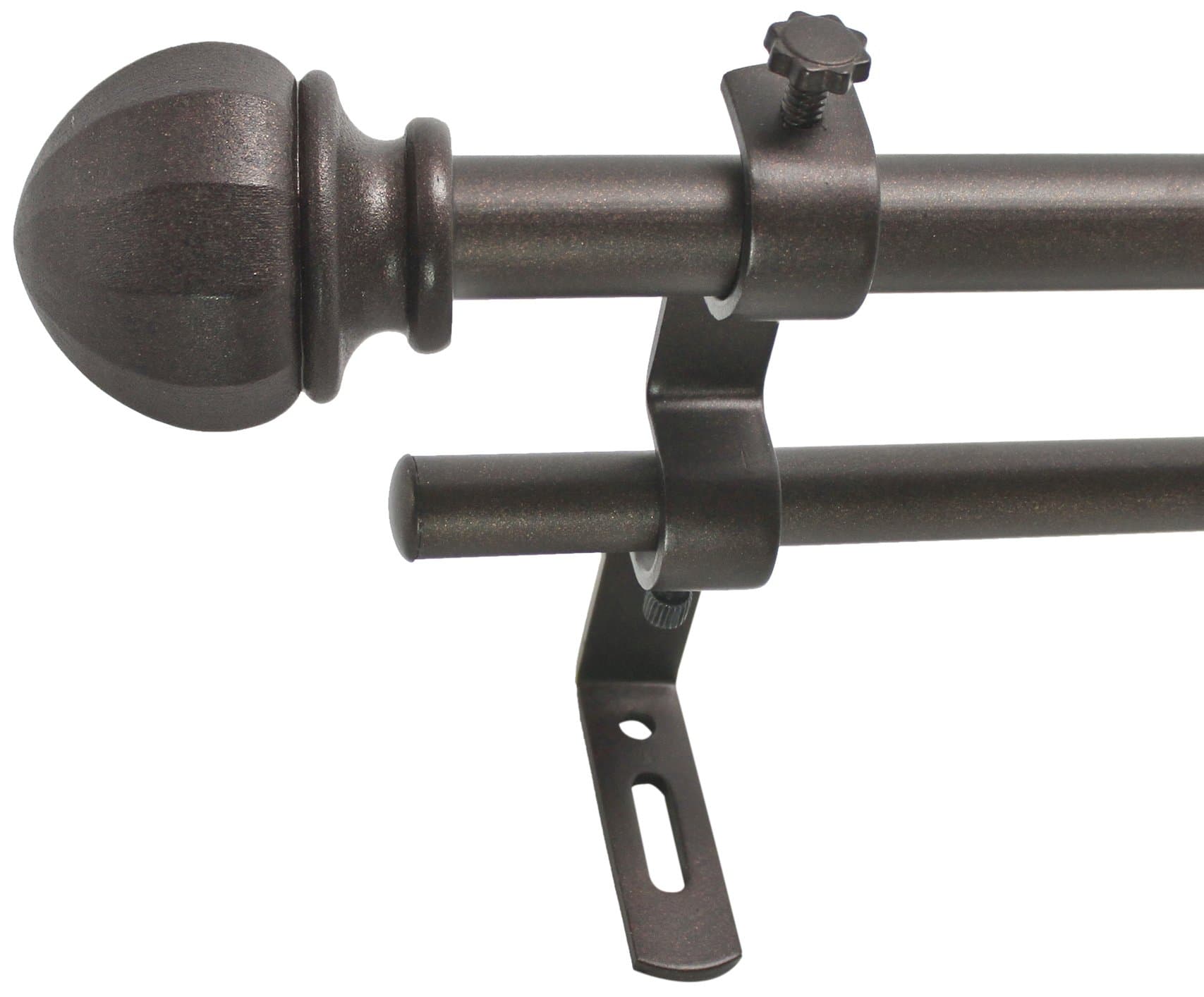 Decopolitan Facet Ball 5/8" Double Curtain Rod Set, 86 to 128 Inches, Toasted Copper