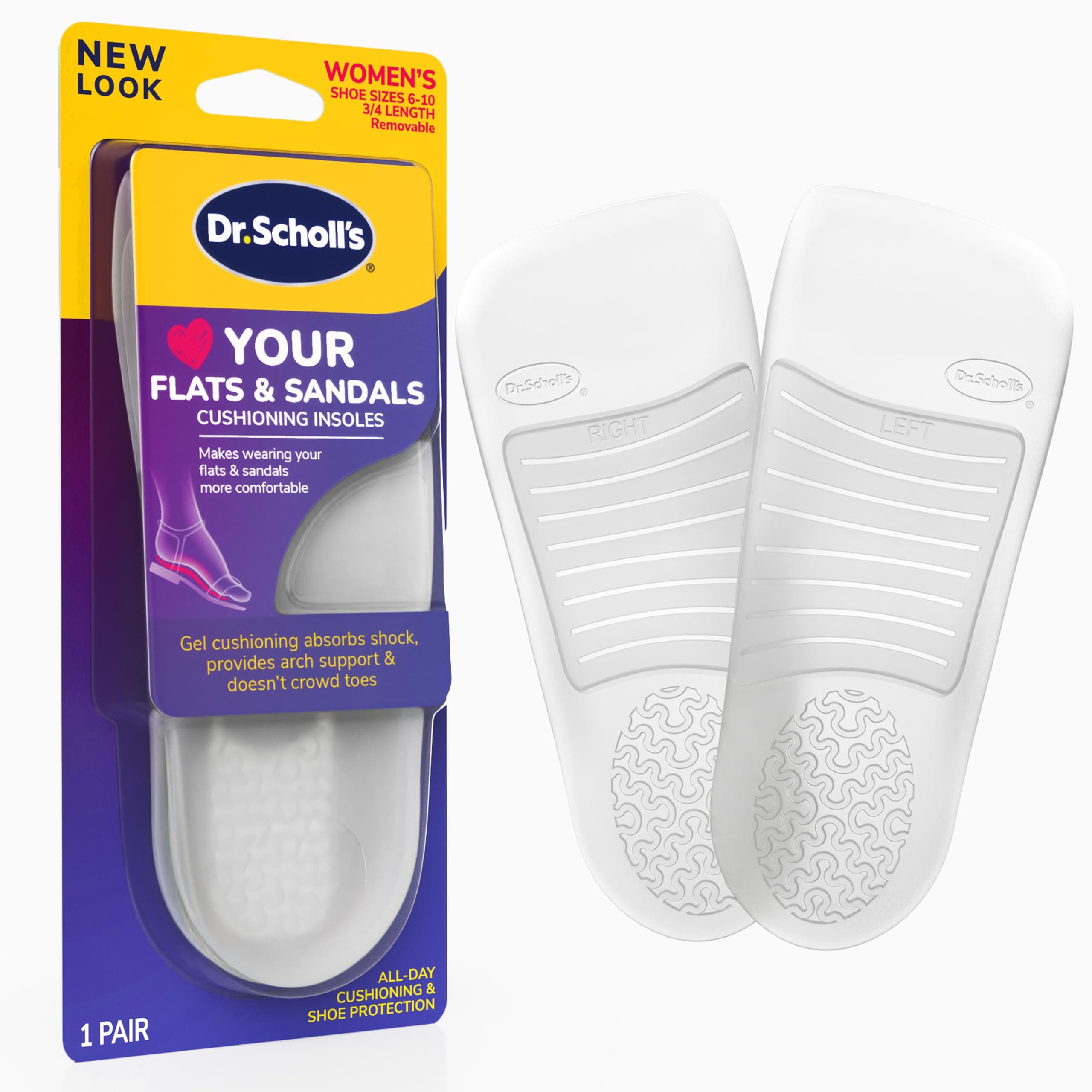 Dr. Scholl's Cushioning Insoles for Flats and Sandals, All-Day Comfort in Flats, Boots, (for Women's 6-10)
