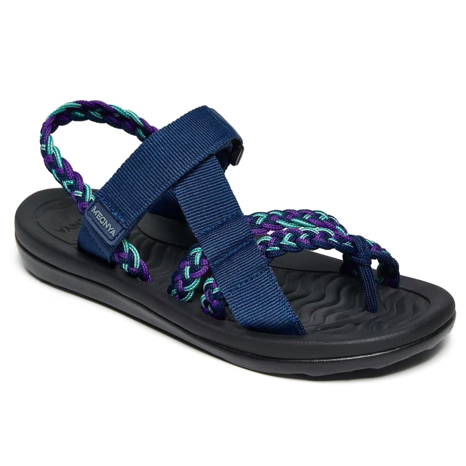 Hiking Sandals for Women, Comfortable Walking Flip Flop Sandals with Arch Support, Athletic Sandals with Hook and Loop Straps for Beach Vacation Adventure