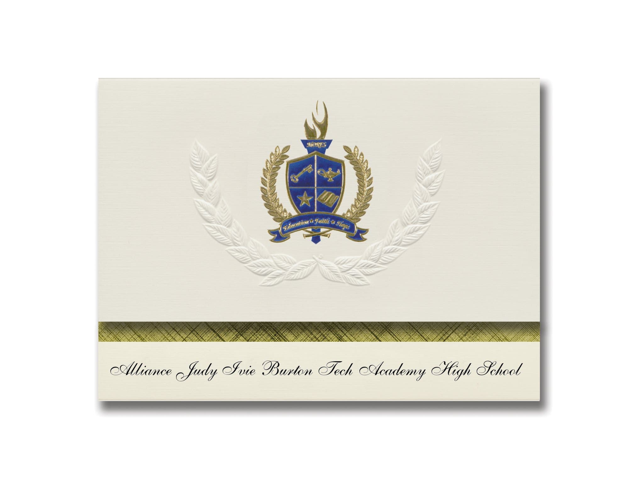 Signature Announcements Alliance Judy Ivie Burton Tech Academy High School (Los Angeles, CA) Graduation Announcements, Presidential Basic Pack 25 w/Gold & Blue Foil seal