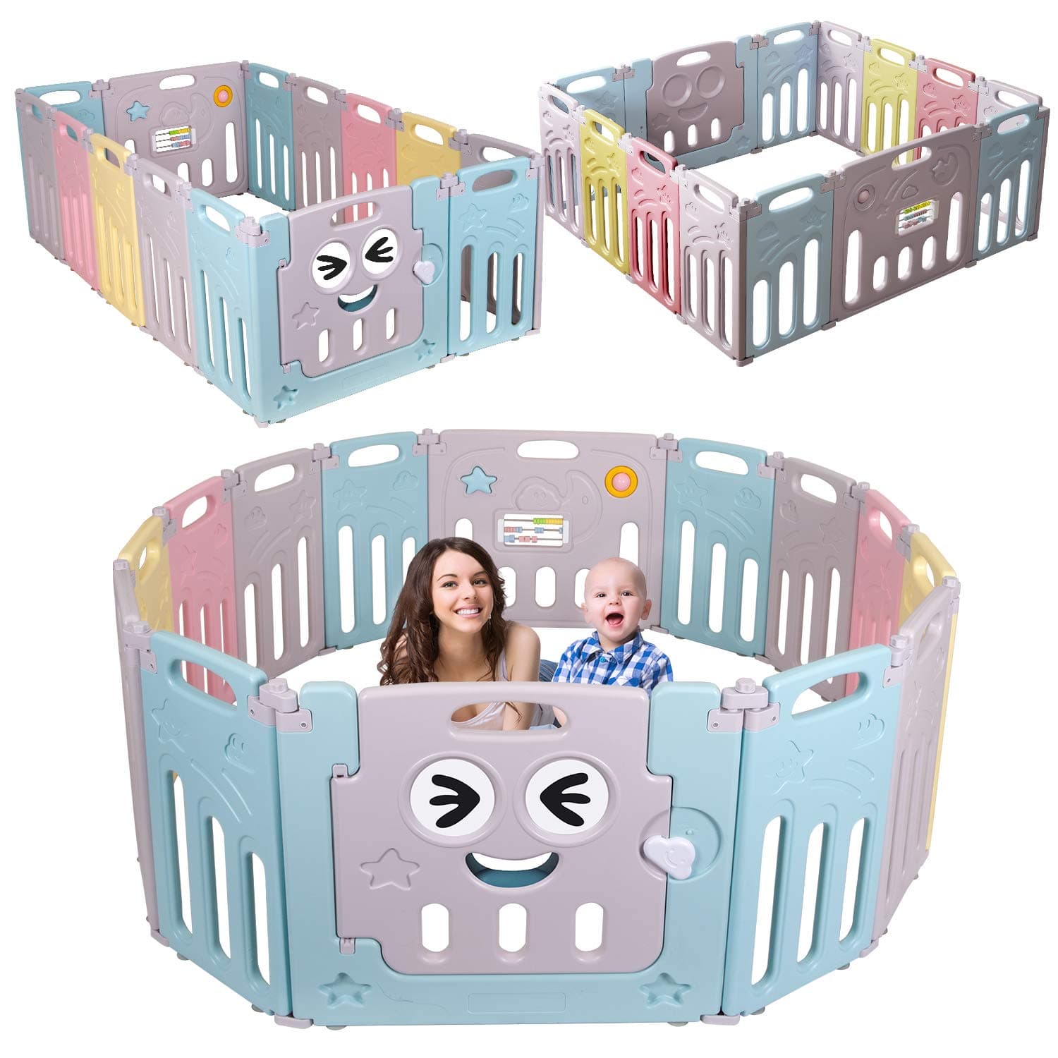 Baby Playpen, Playpen for Baby and Toddlers | 14 Panel Foldable Baby Playpen Playground | Kids Activity Centre Panel | Safety Baby Play Yard | Baby Fe