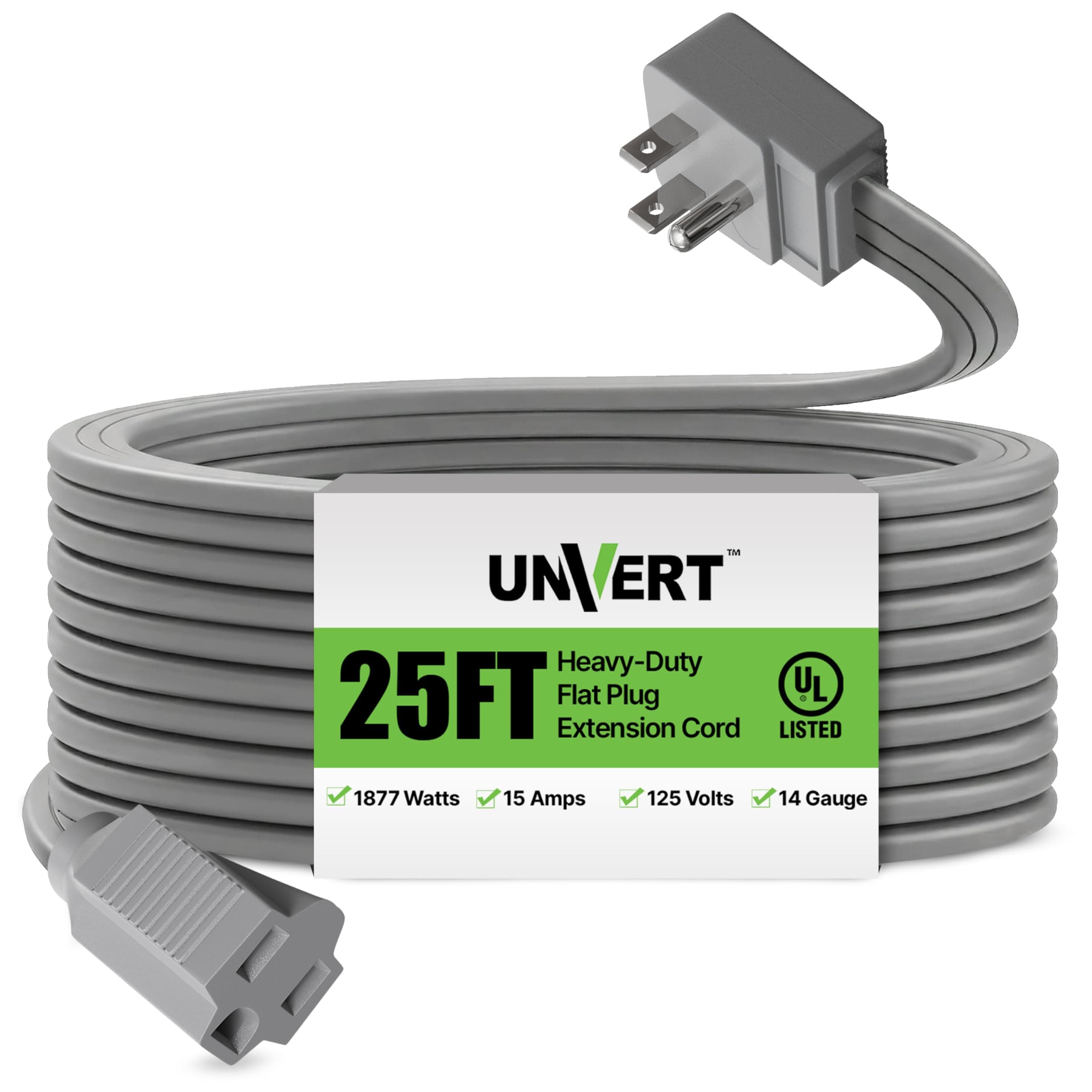 Heavy Duty Air Conditioner and Major Appliance Extension Cord / Wire Grey, (25 Ft)