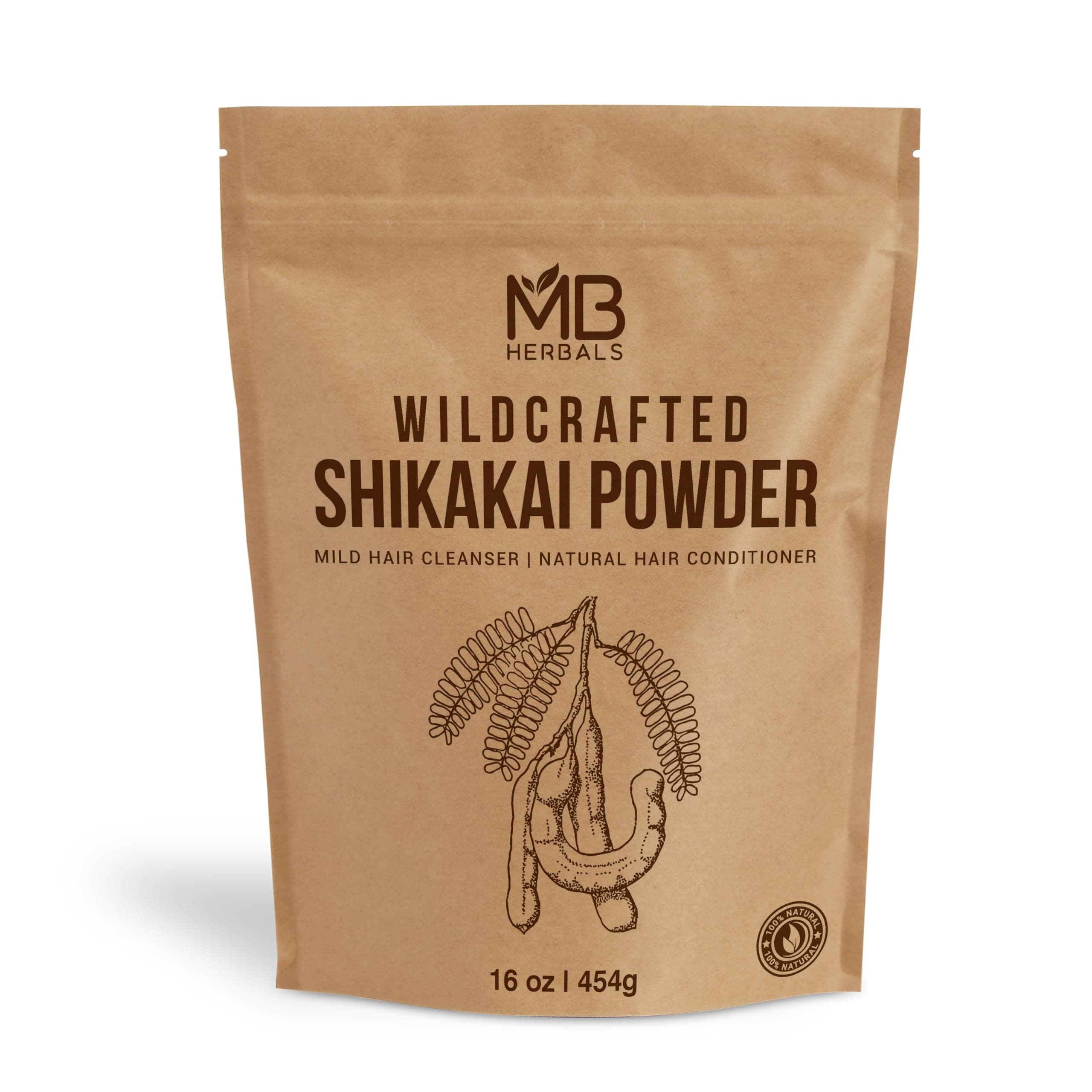 Shikakai Powder 454g | 1 lb | 16 oz | Natural Hair Cleanser & Conditioner | 100% Pure Acacia concinna Fruit Pods Powder from Wildcrafted Shikakai