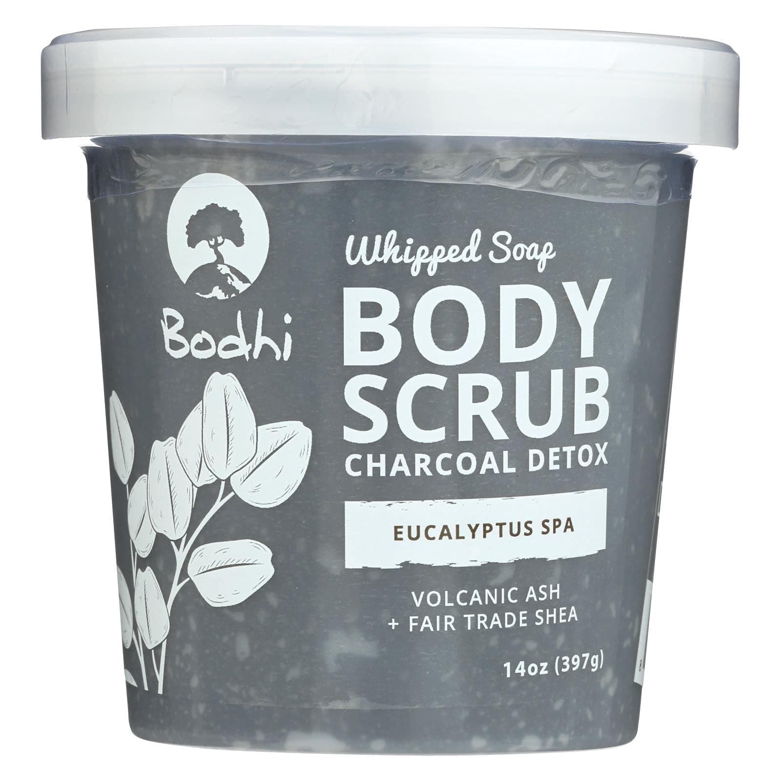 Bodhi Handmade Soap Eucalyptus Spa Charcoal Detox Whipped Soap Body Scrub, 14 Oz