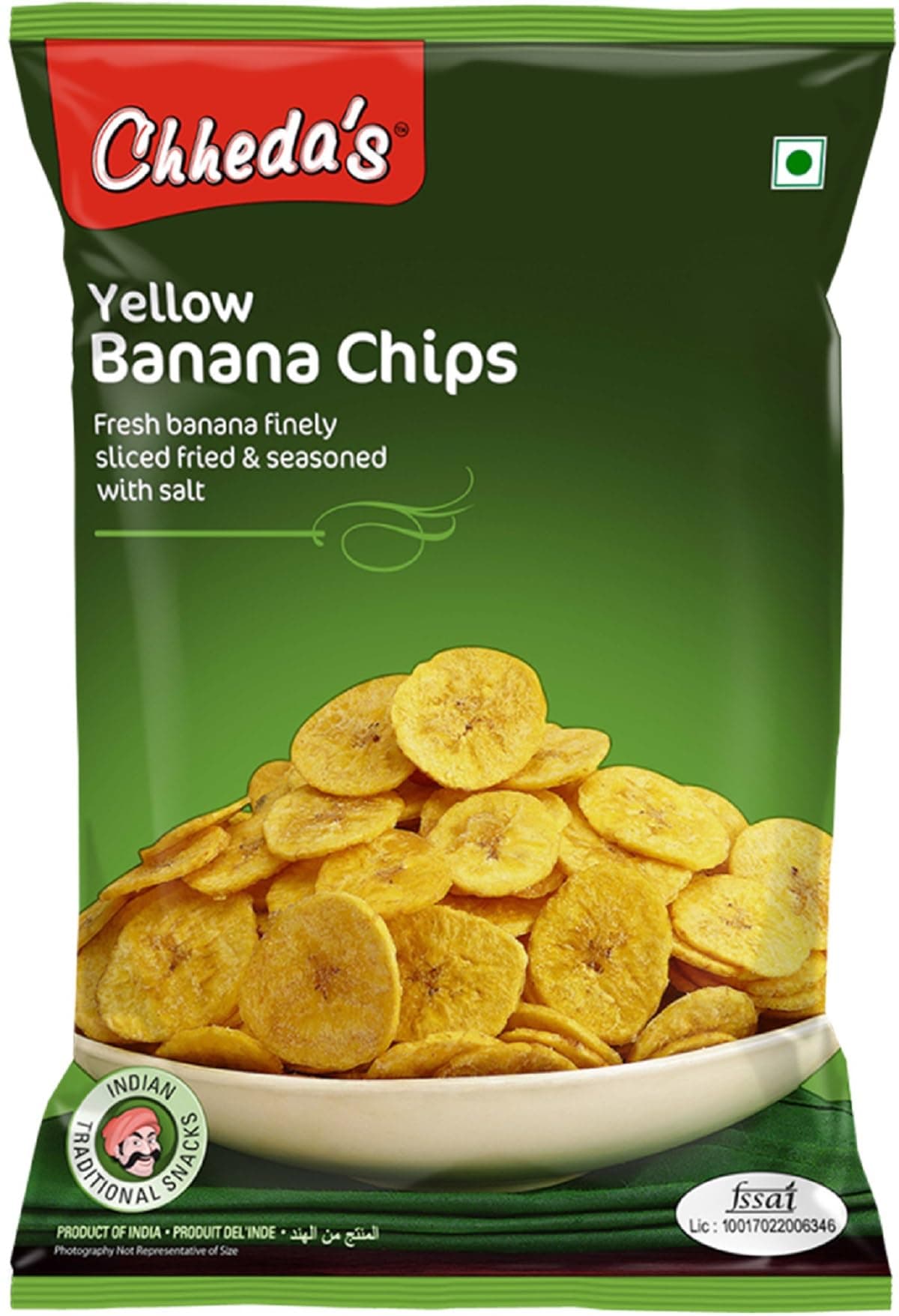 Chheda's - Yellow Banana Chips - Banana Wafers - Crispy Chips - Tasty Yummy Snacks - 350 Gm Pack of 1