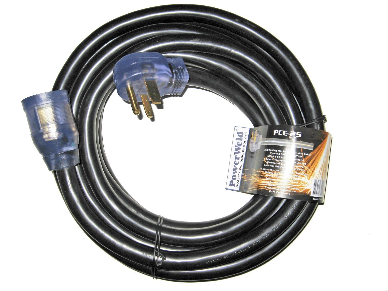 PowerWeld PCE-50 8/3 Type STW 250V Welder Power Cable Extension