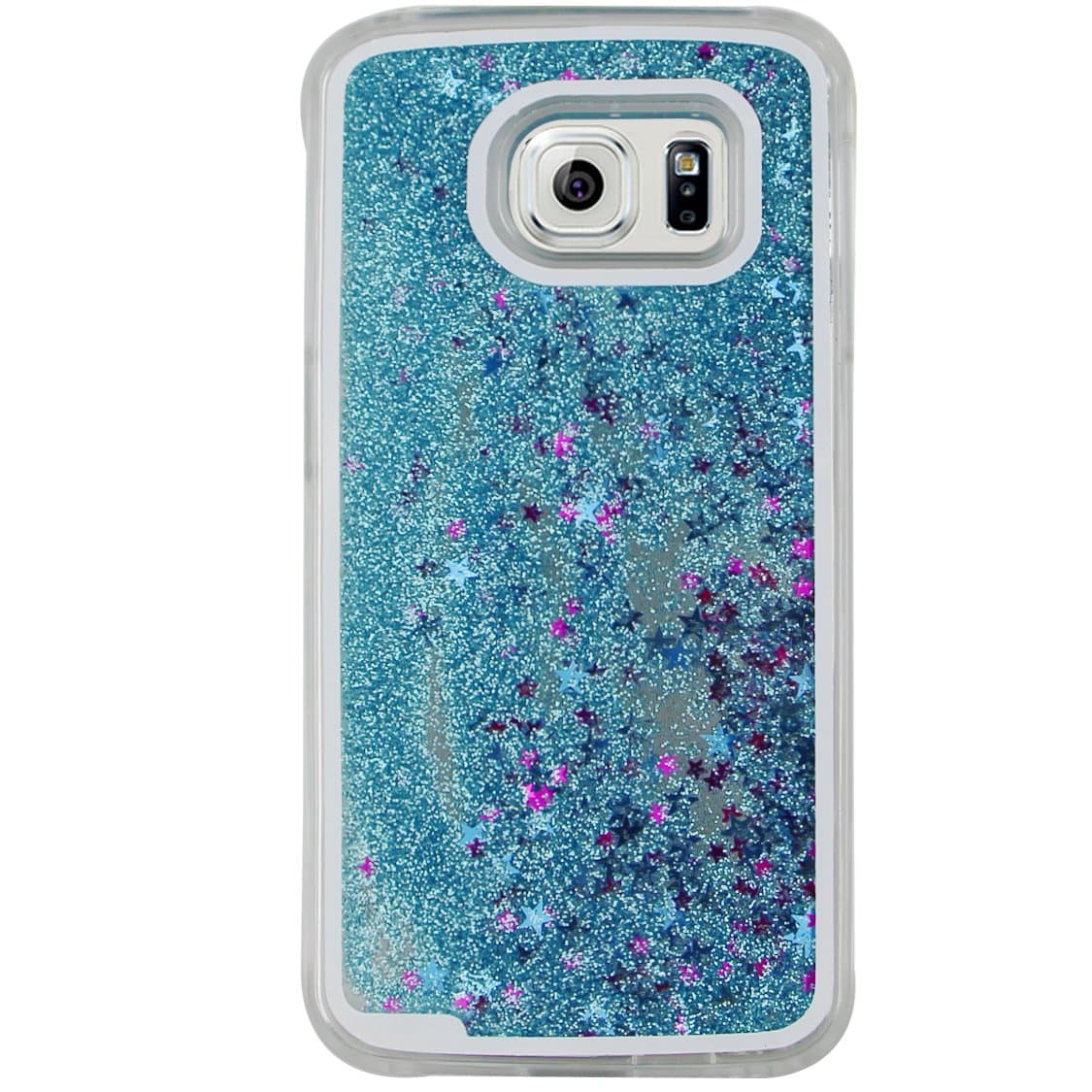 Samsung Galaxy S6 Case,LEECO Samsung Galaxy S6 Case Glitter Flowing Liquid Floating Moving Hard Protective Case Cover for Samsung Galaxy S6 Star-Sky blue