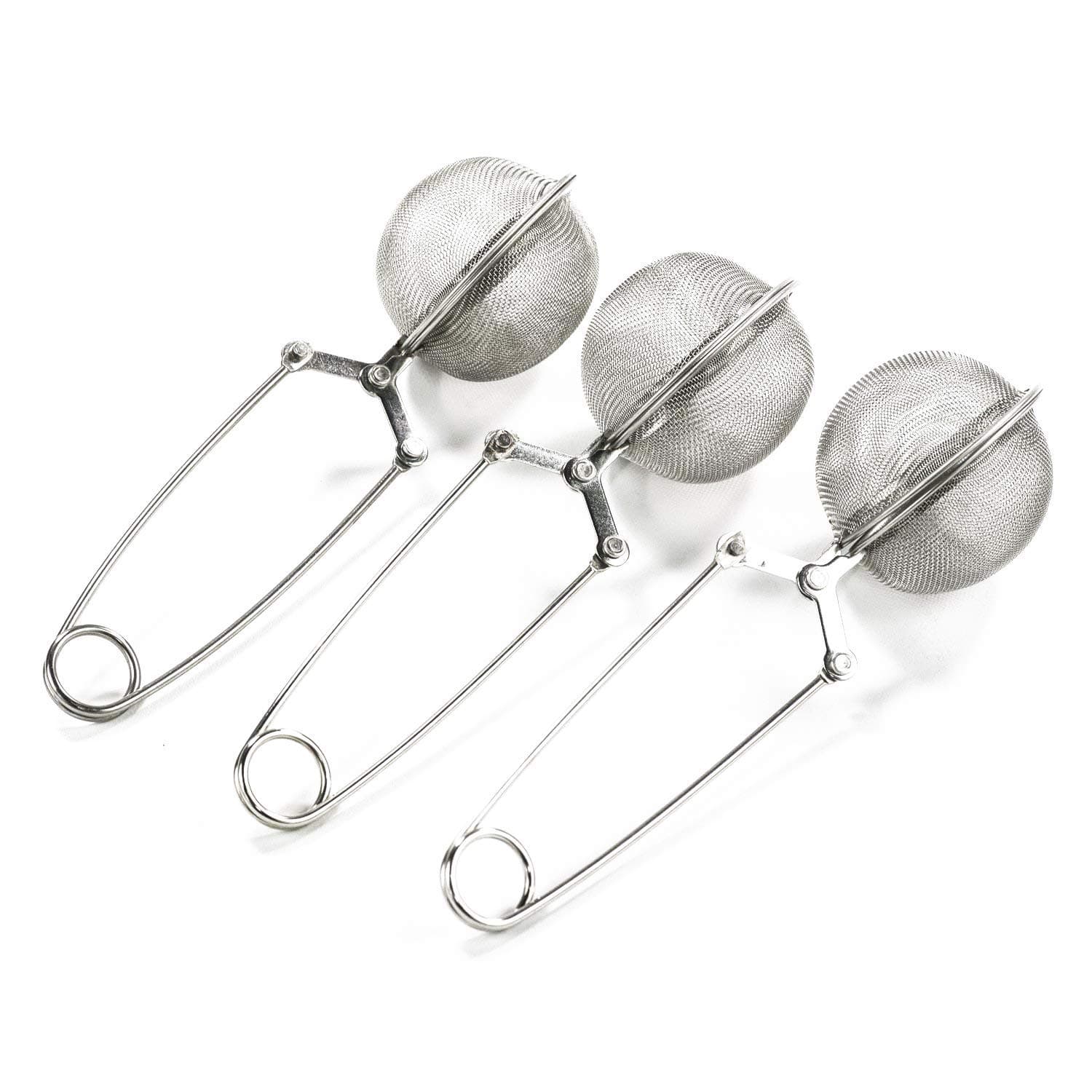 3 Pack Mesh Snap Ball Tea Strainer with Handle for Loose Leaf Tea and Mulling Spices Stainless Steel Tea Infuser Tea Filter