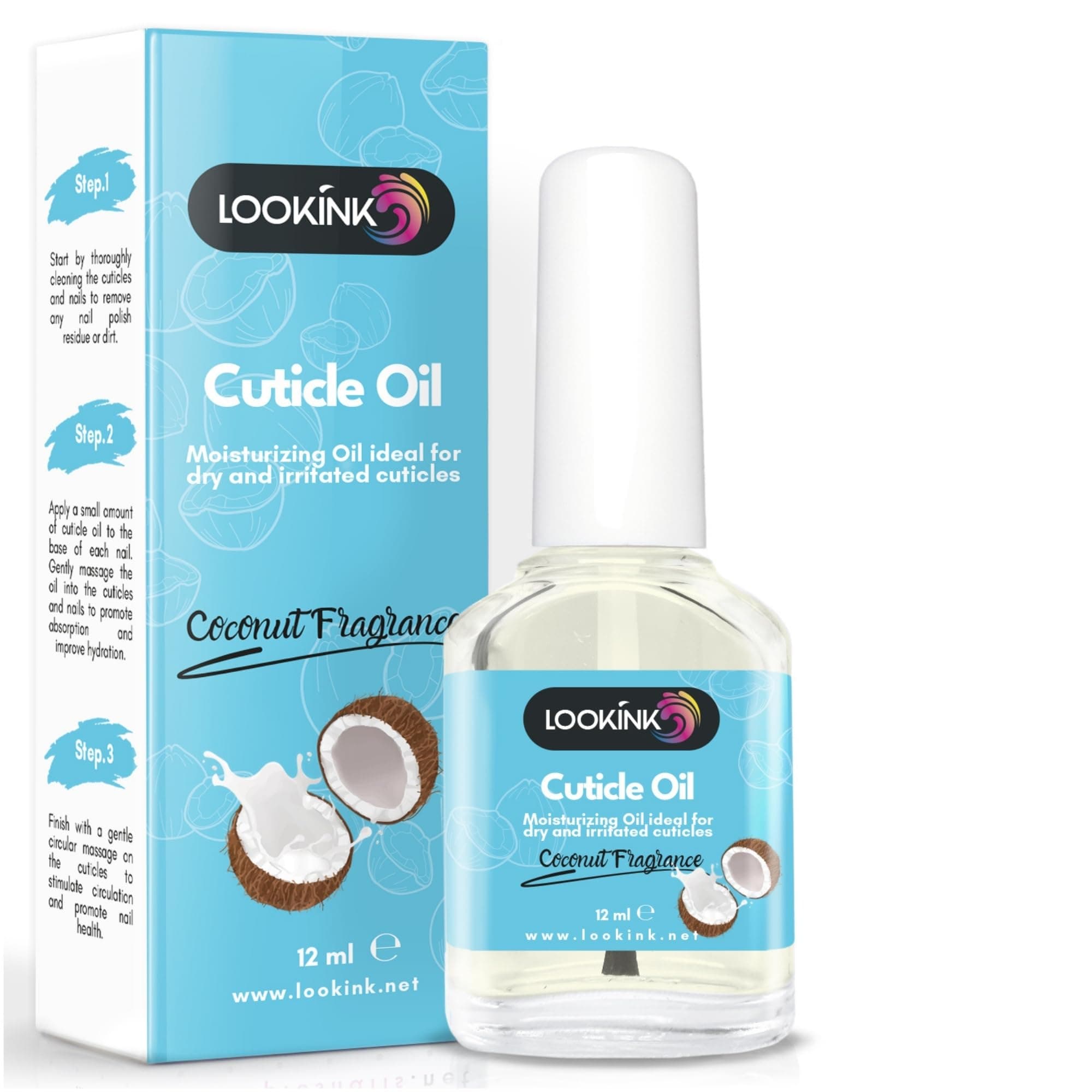 Professional Nail Cuticle Oil 12 ml - Hydrating and Nourishing Coconut Fragrance Cuticle Oil for Perfect Hands and Feet - Cuticle Softener for Professional Nail Care