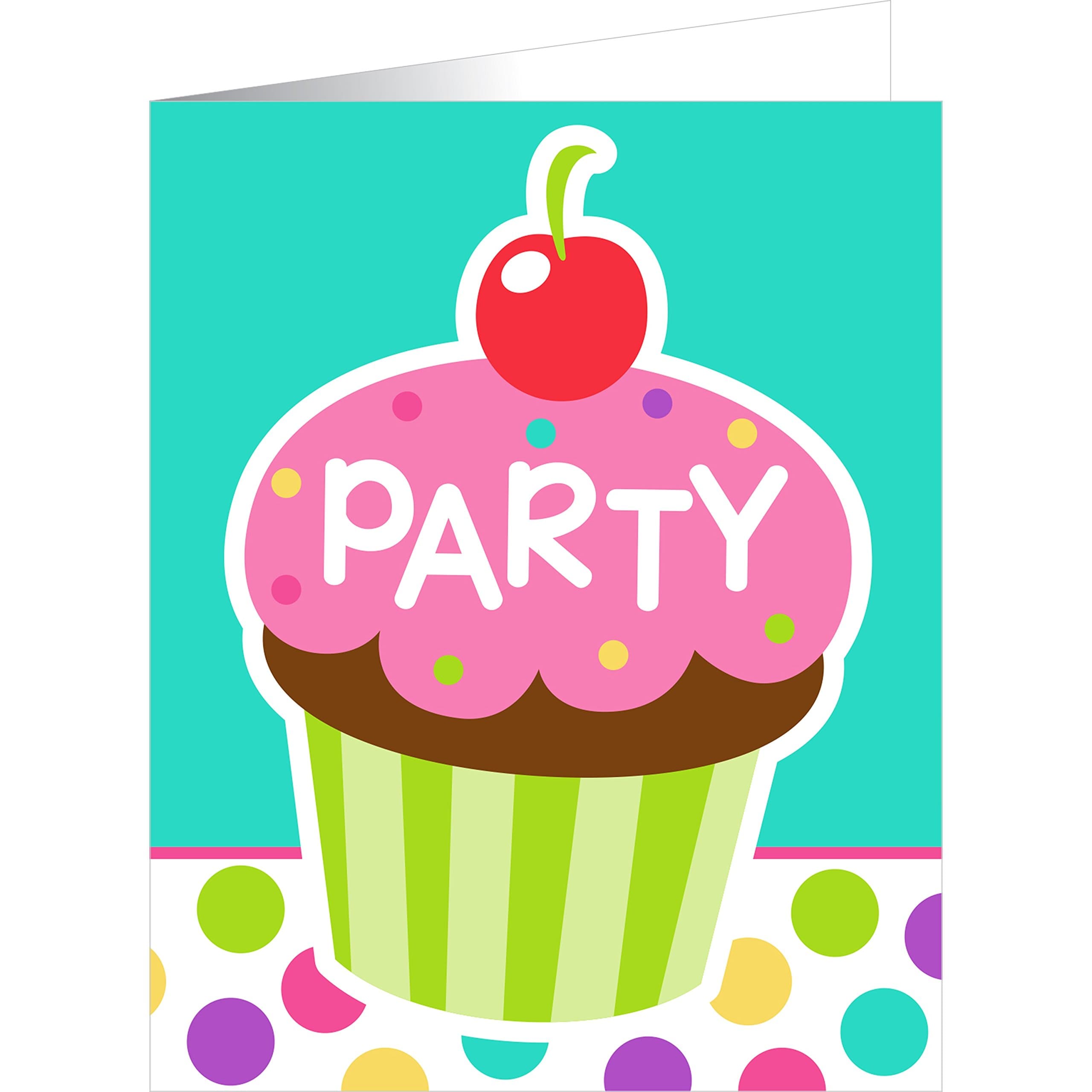 "Sweet" Invite: Pretty Cupcake Birthday Invitations w/ Envelopes (8ct)