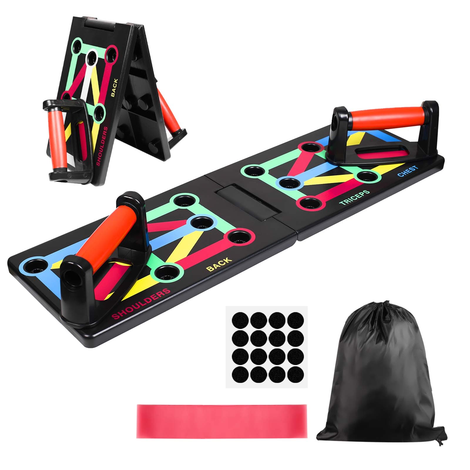 GOAMZ 12 in 1 Folding Push Up Board with Push Up Handles for Home Fitness, Portable, Non-Slip