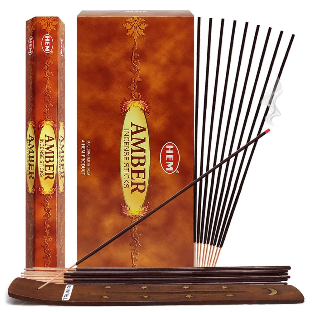 Amber Incense Sticks and Incense Stick Holder Bundle Insence Insense Hem Incense Sticks