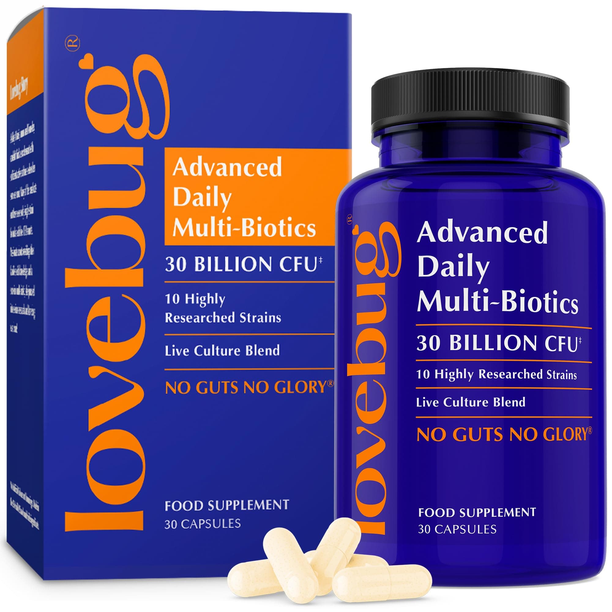 Probiotics for Gut Health - 30 Billion CFU Formula with Prebiotic - 10 Strain Lactobacillus & Bifidobacterium Bio Culture Complex - Advanced Strength to Support Daily Gut Flora- 1 Month Supply