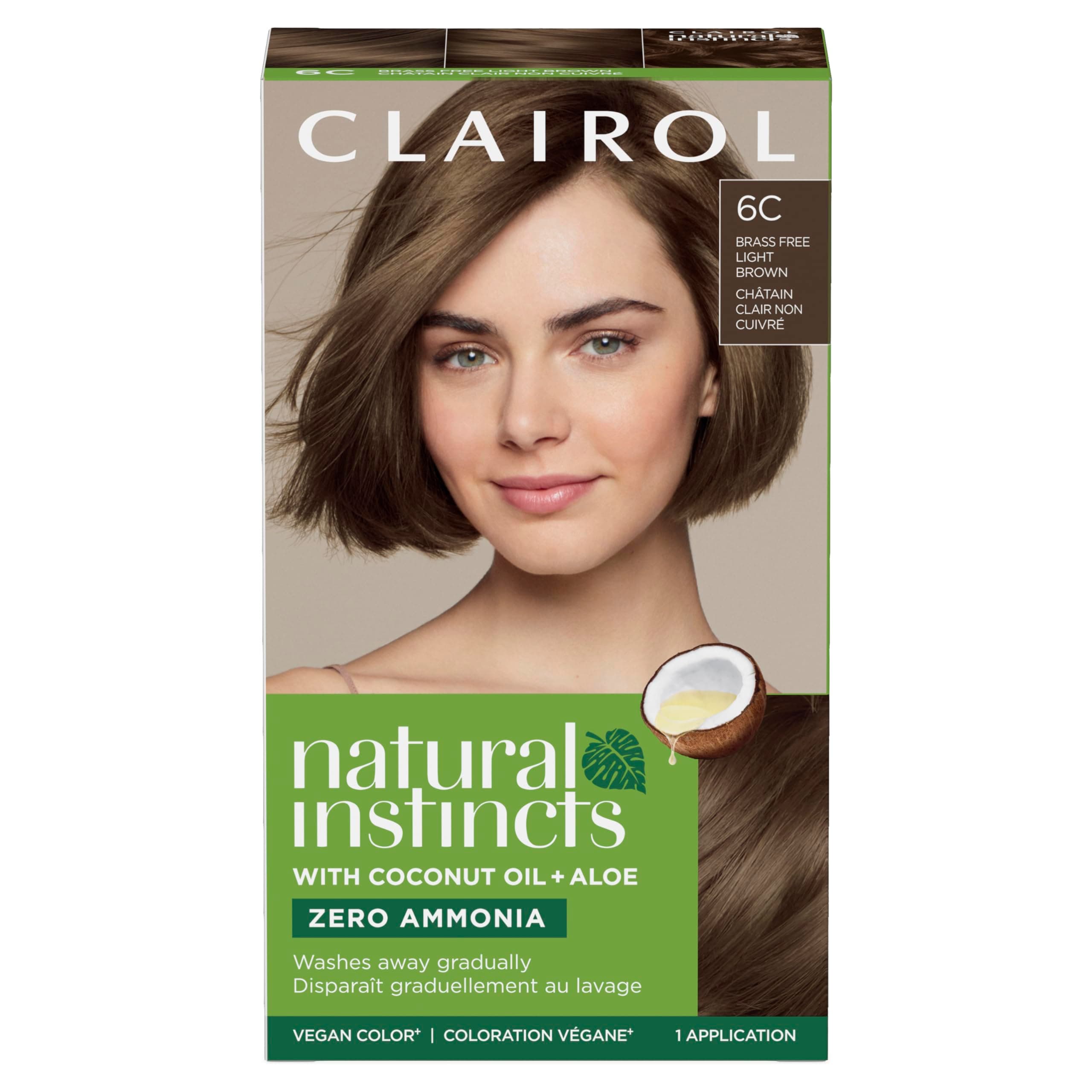 Natural Instincts Demi-Permanent Hair Dye, 6C Light Brown Hair Color, Pack of 1