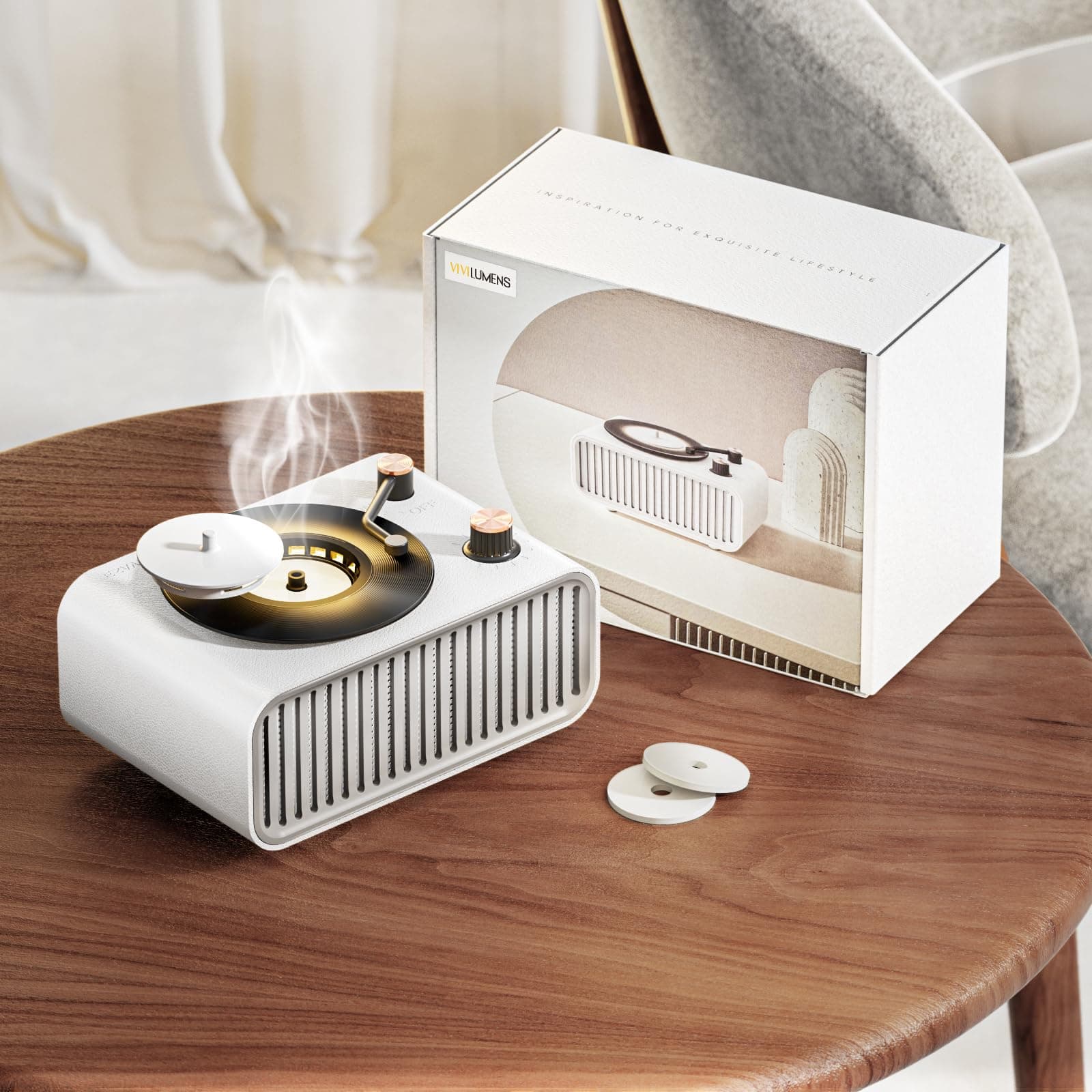 Vivilumens Speakers Bluetooth Wireless, 3 in 1 Portable Cute Speakers Vintage Style with Aromatic, Small LED Night Light for Home Office Decor, Ideal Gifts for Birthday, Anniversary