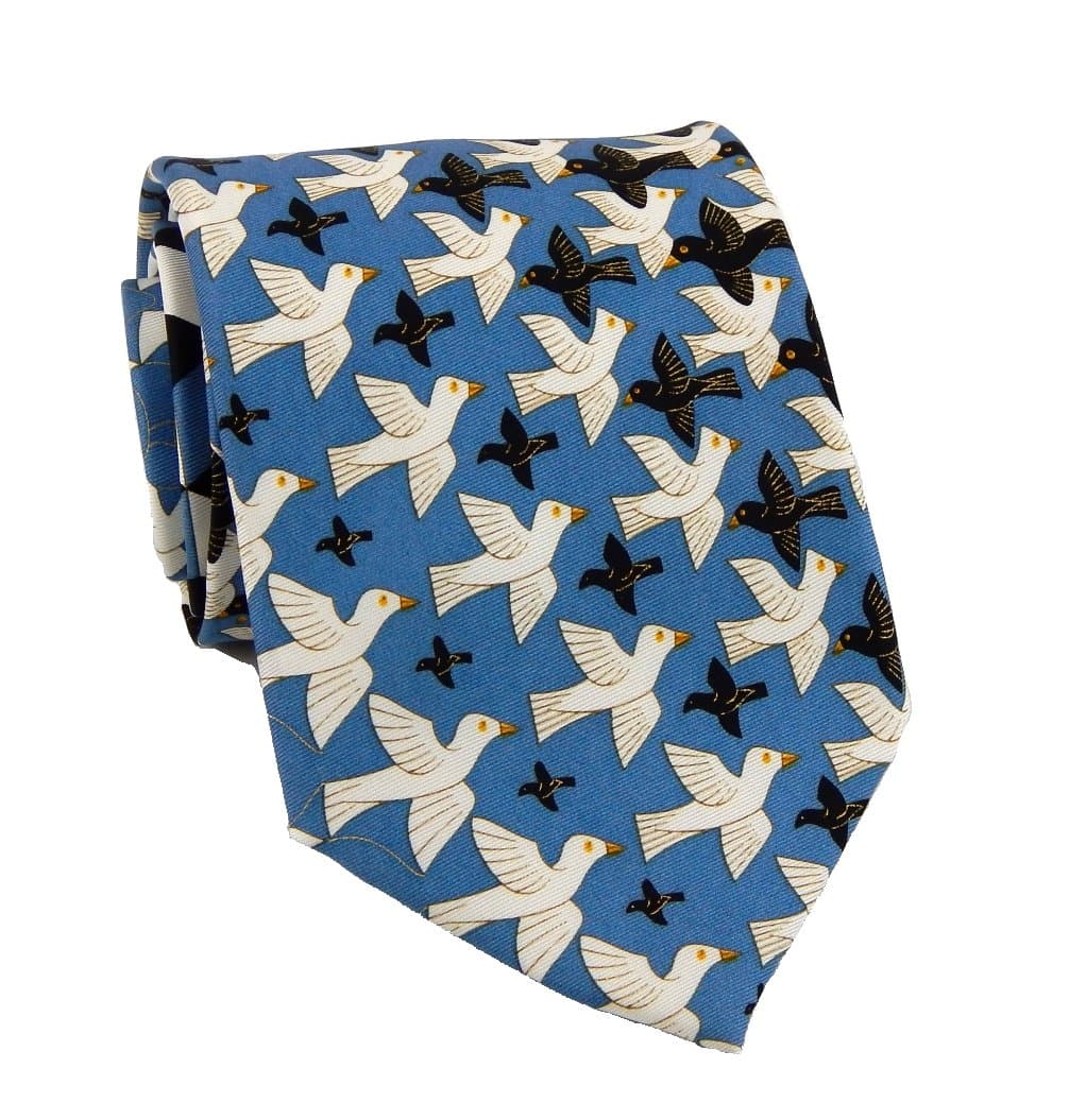 M. C. Escher Metamorphosis Tie – Blue/black