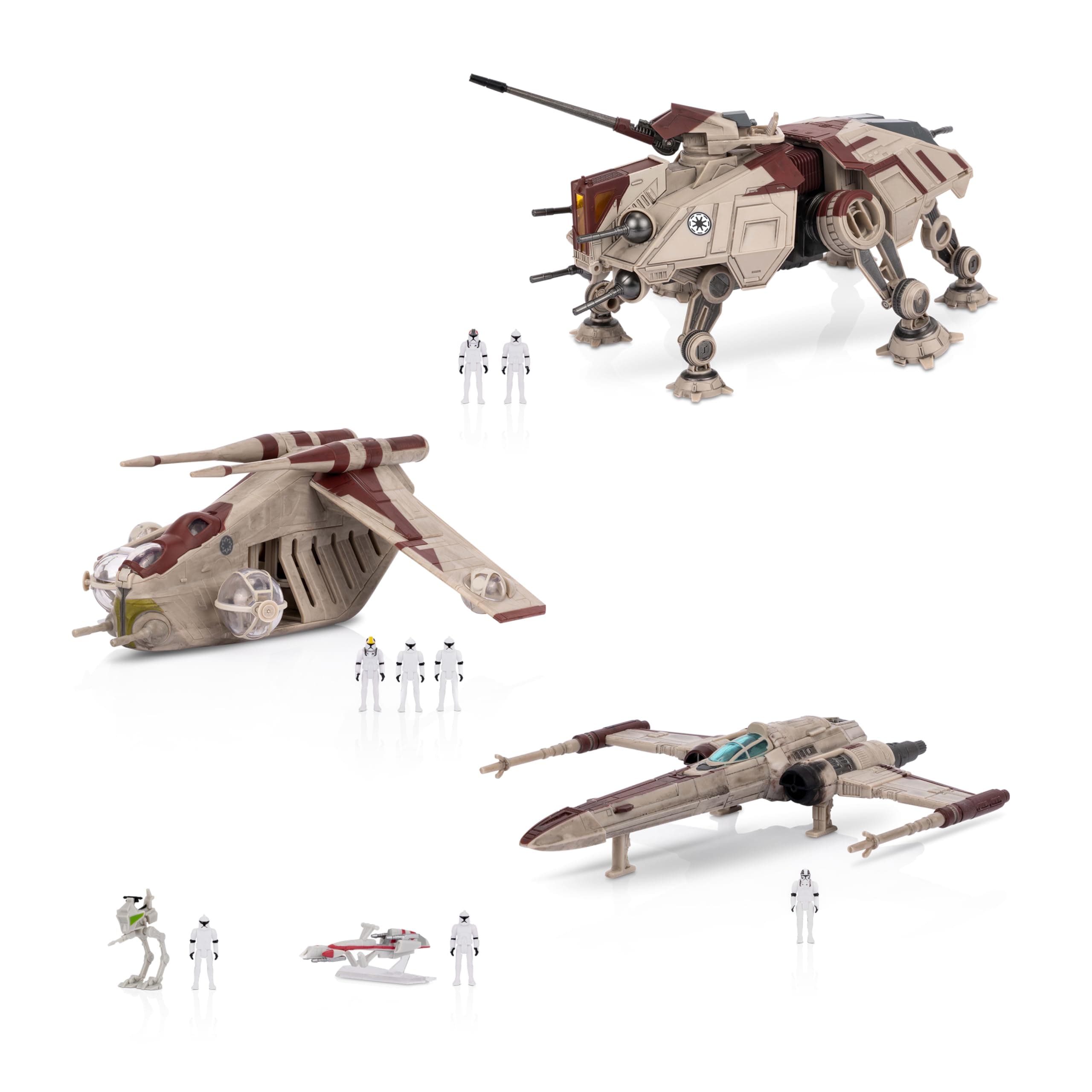 Star Wars Micro Galaxy Squadron Republic Attack Force Bundle Set - Deluxe Battle Pack with Five Vehicles Nine 1-Inch Micro Figure Accessories