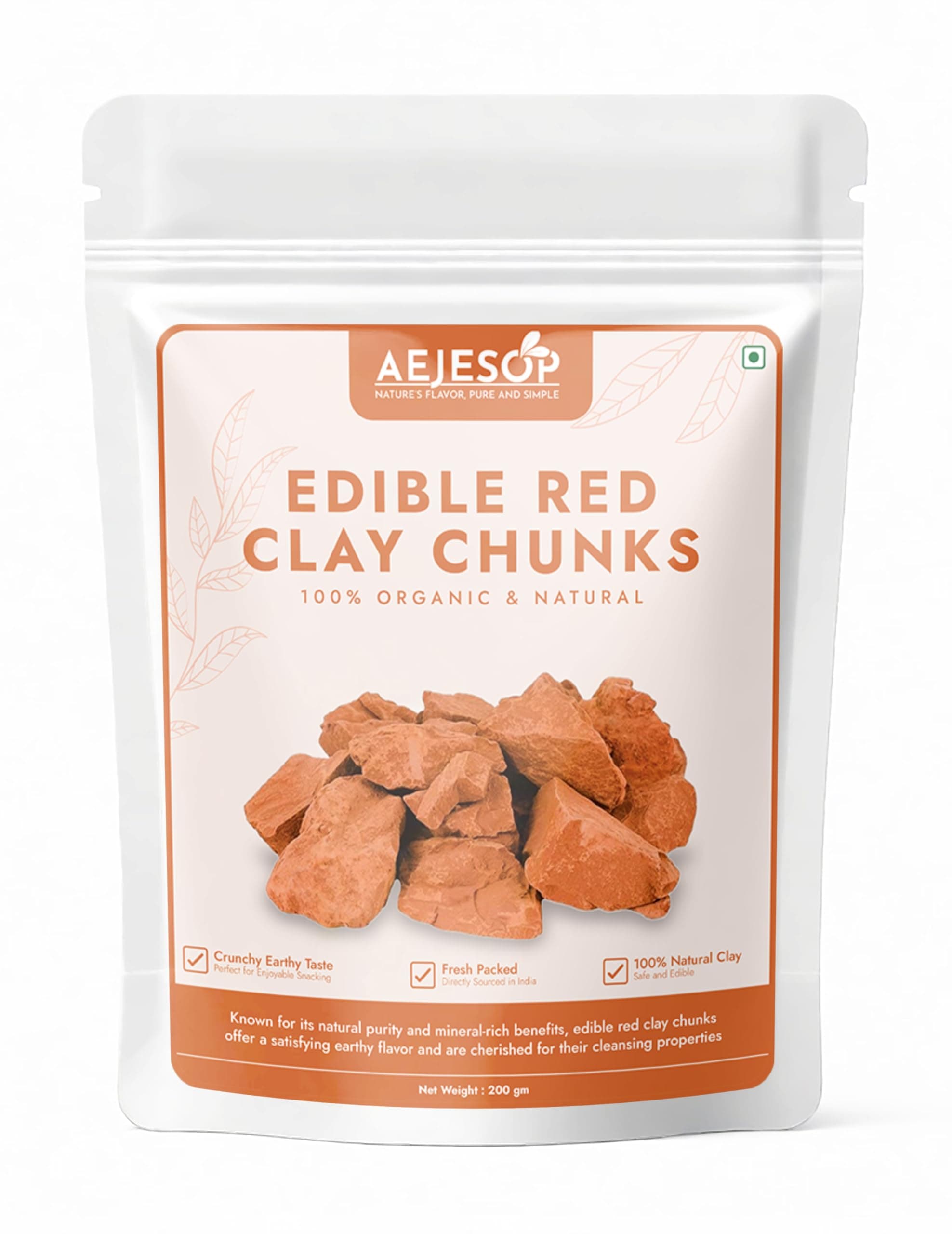 Red Clay, Edible Clay Chunks, Natural Clay, Organic Clay, Clay Mask, Natural Mud Mask - wt. 7 oz (200gm)