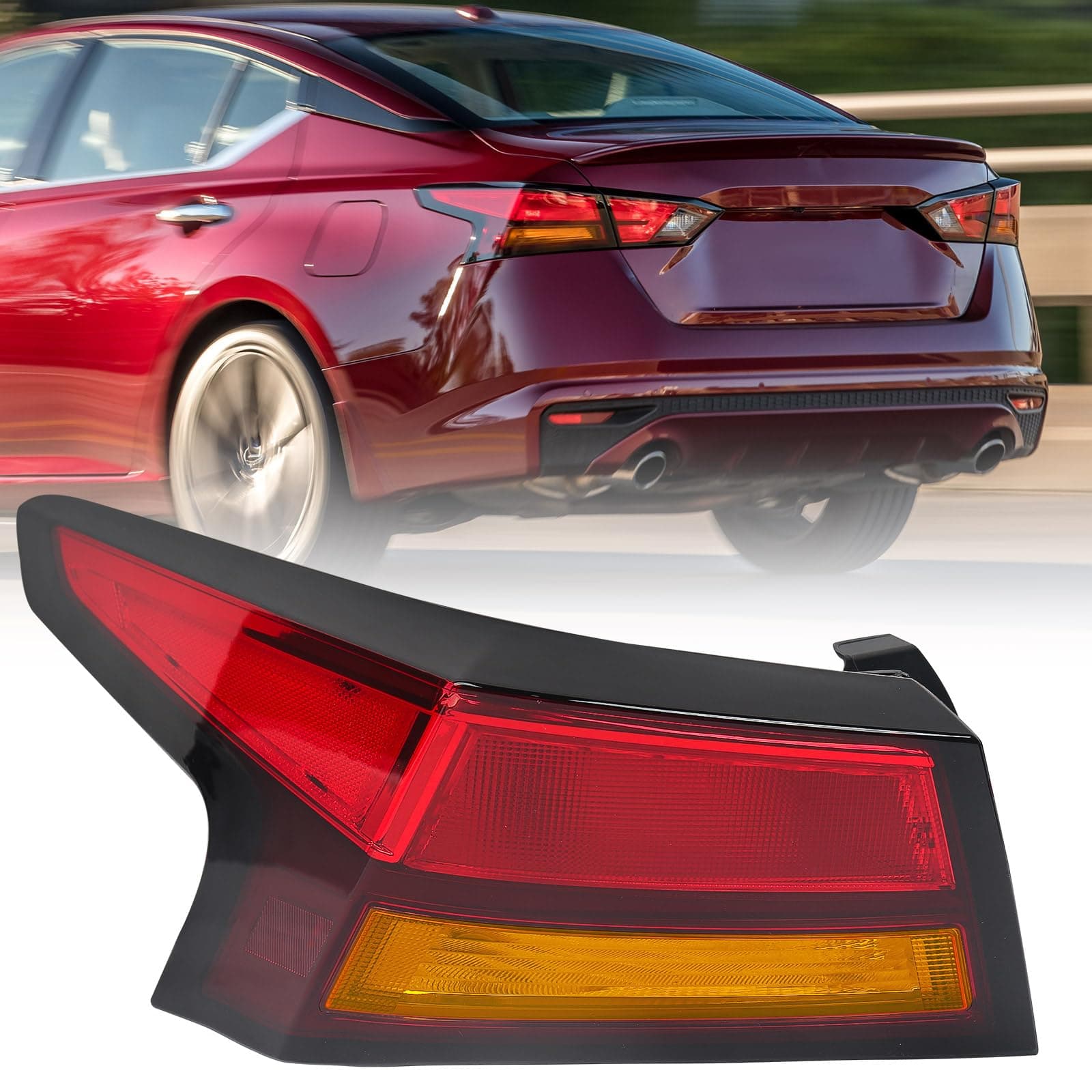 Huray Left Outer Tail Light Fit for Nissan Altima 2019-2022 [Halogen Type] LH Taillight Tail lamp Rear Brake Lamp Assembly OE Style Replacement for NI2804118 (Driver Side)