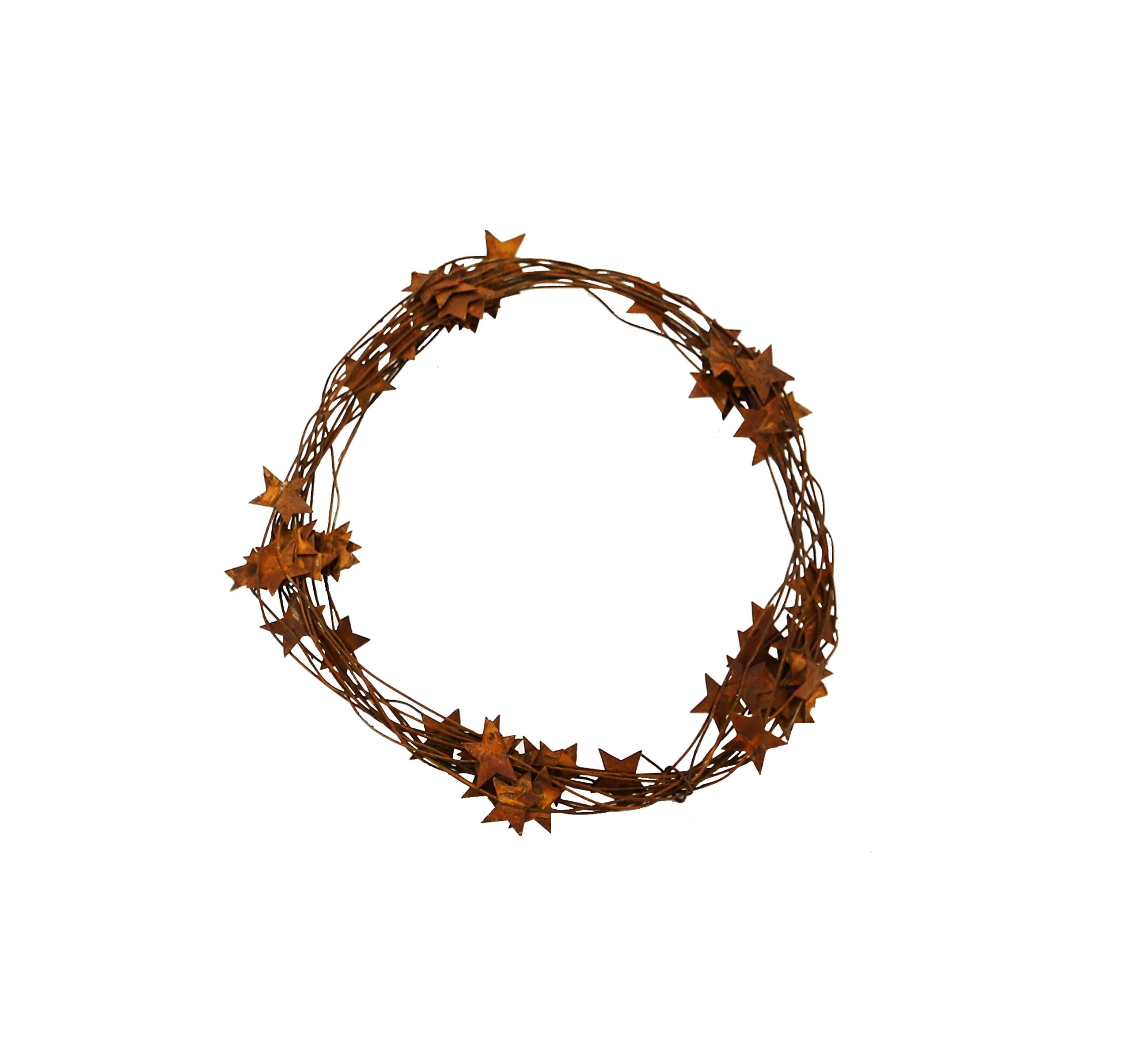 Small Rusty BARN Star Garland - XL Long 24' Metal Rustic Primitive Country Banner Stars Wire Garland Indoor Outdoor Light Christmas Thanksgiving Party Decor. Great on Mantle, Tables, Staircase, Porch