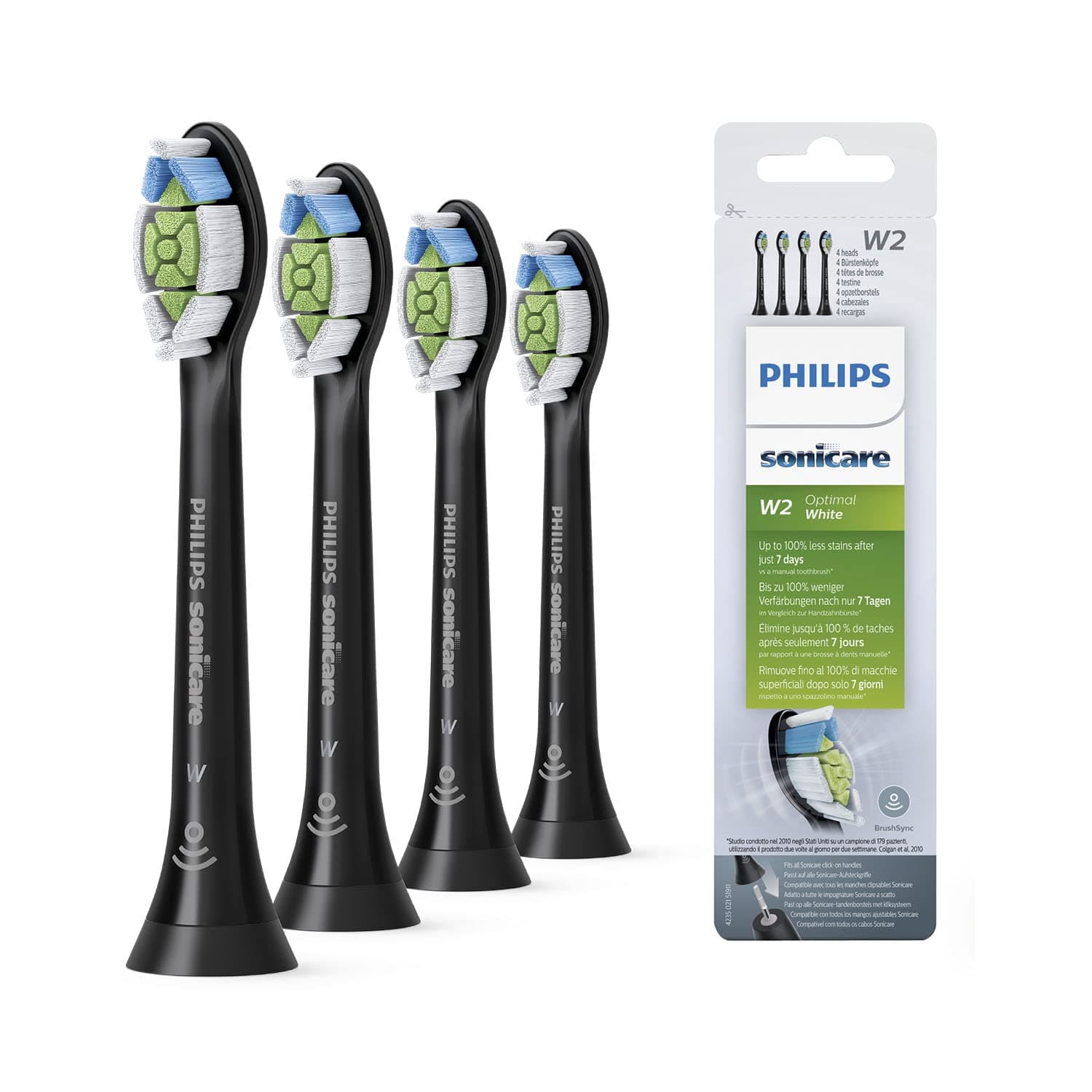 Philips Sonicare Standard Sonic Toothbrush Head, HX6064/33 - Pack of 4 (Black)