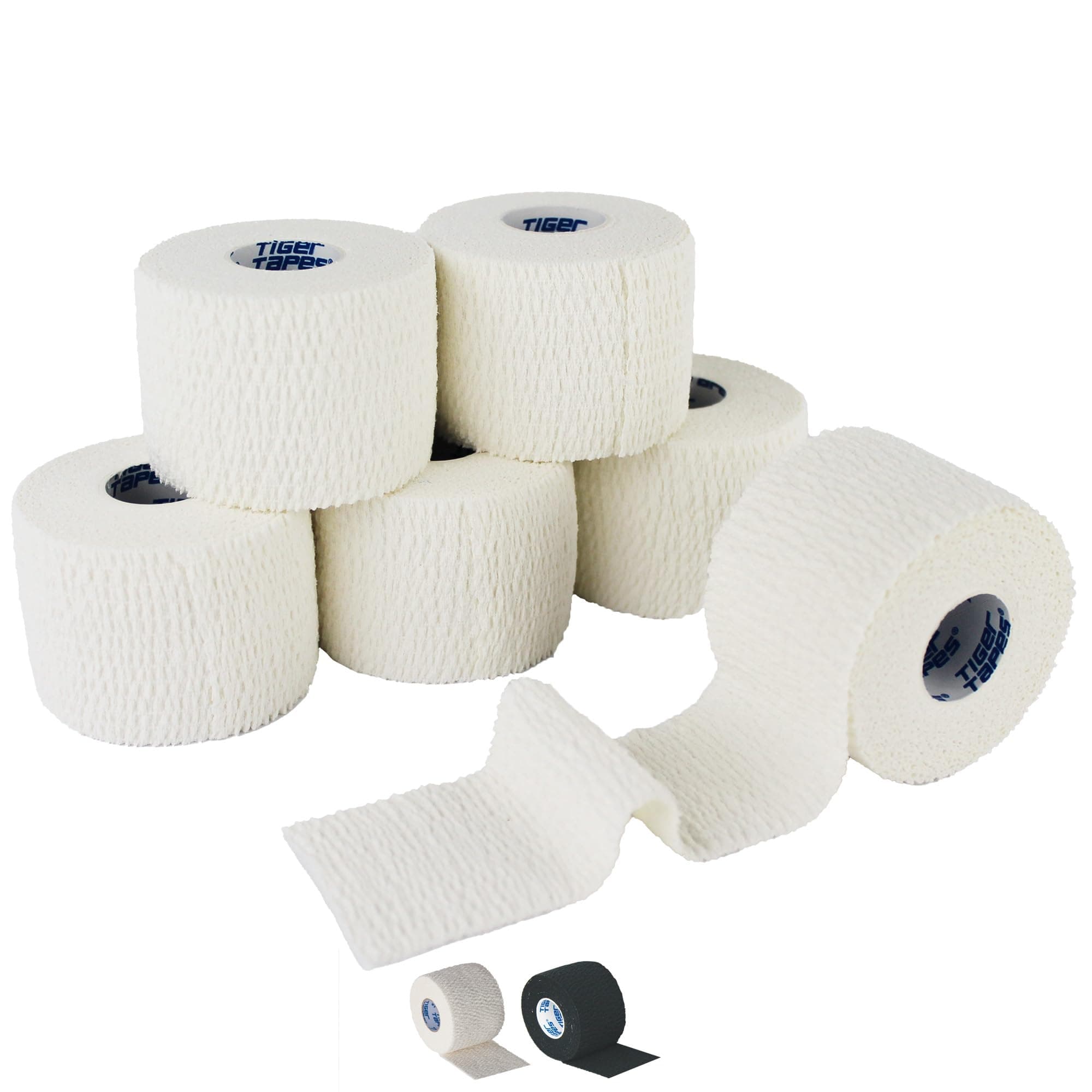 6 Rolls 5cm x 6.9m White | TIGERTAPES Tiger Tearable Elastic Adhesive Bandage - Easy Tear EAB Sports Tape for Medical Strapping, Knee Strapping, Elbow & Wrist and Rugby Lifting Tape