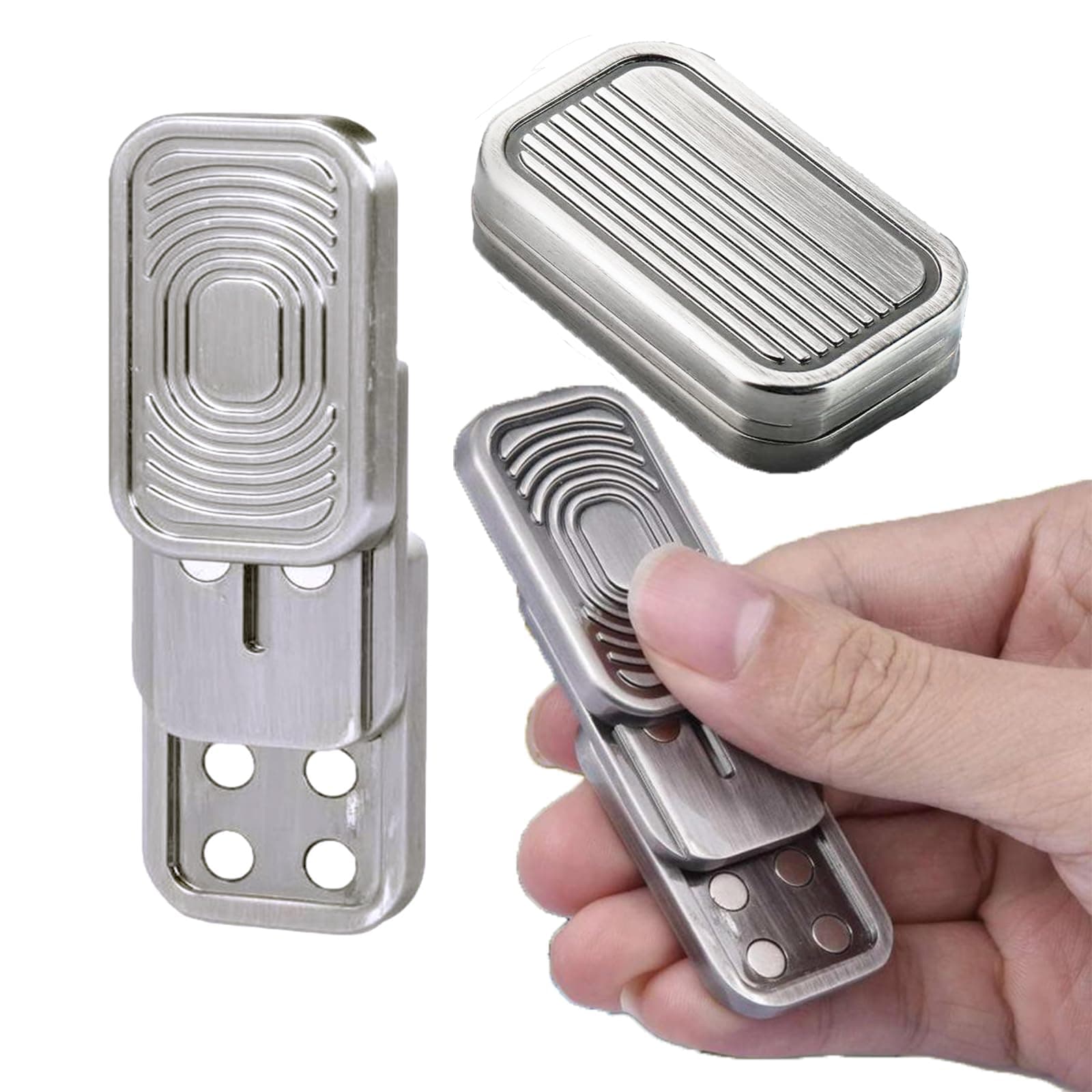 Magnetic Metal Fidget - Metal Push Card Fidget Slider Stress Relief , Men’s EDC Fidget Haptic Coin, Office DeskGifts for Boyfriend and Fathe(Silver)