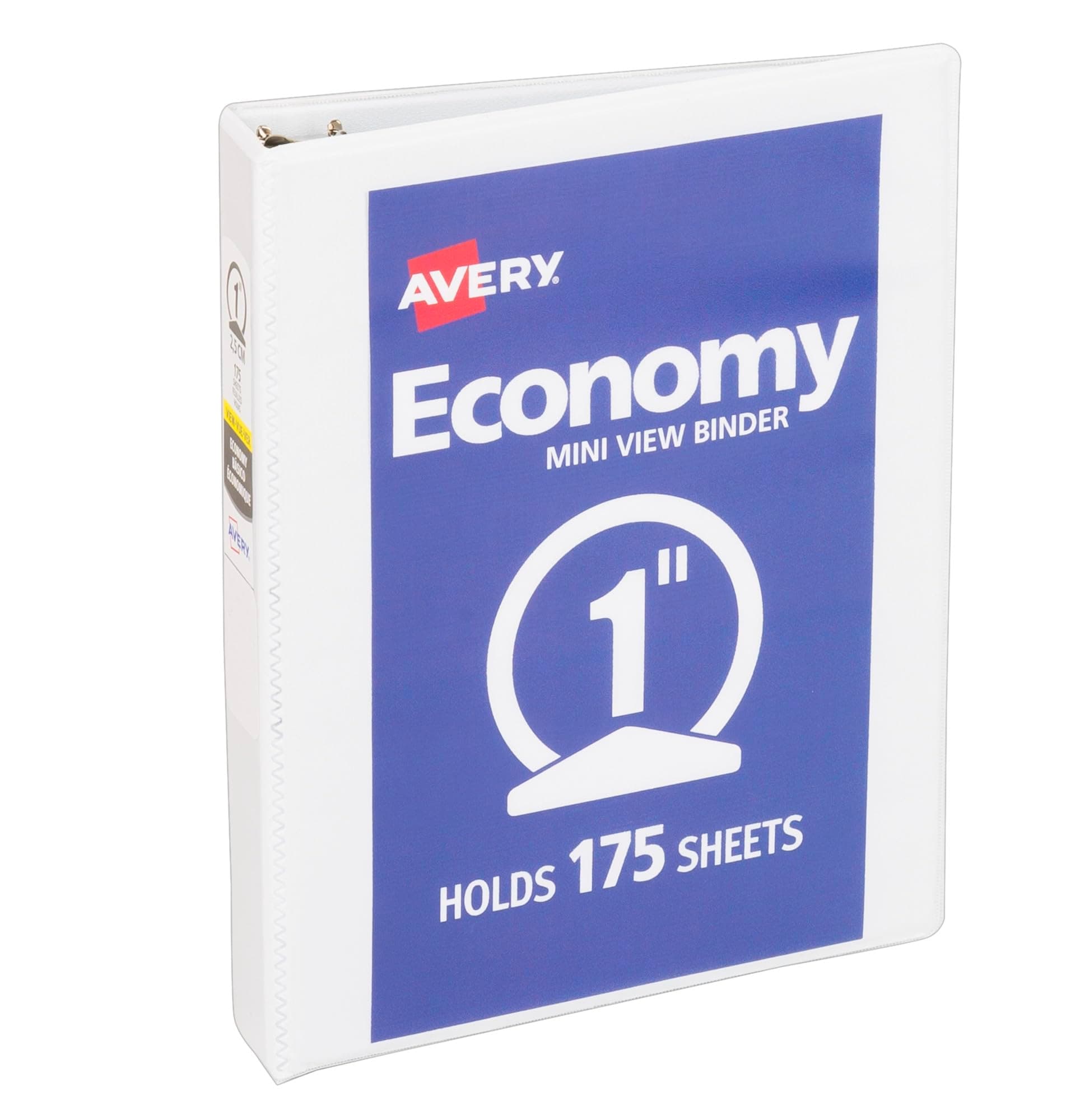Avery Standard View Mini 3 Ring Binder, 1" Round Rings, 175-Sheet Capacity, 1.4 Inch Wide Spine, 1 White Binder, Ideal for Lightweight Organization and Occasional Referencing (05806)