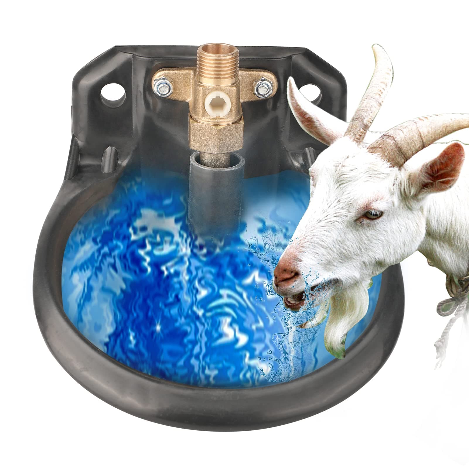 Milifun Goat & Sheep Water Bowl with Copper Valve, Automatic Livestock Waterer for Horses & Cattle