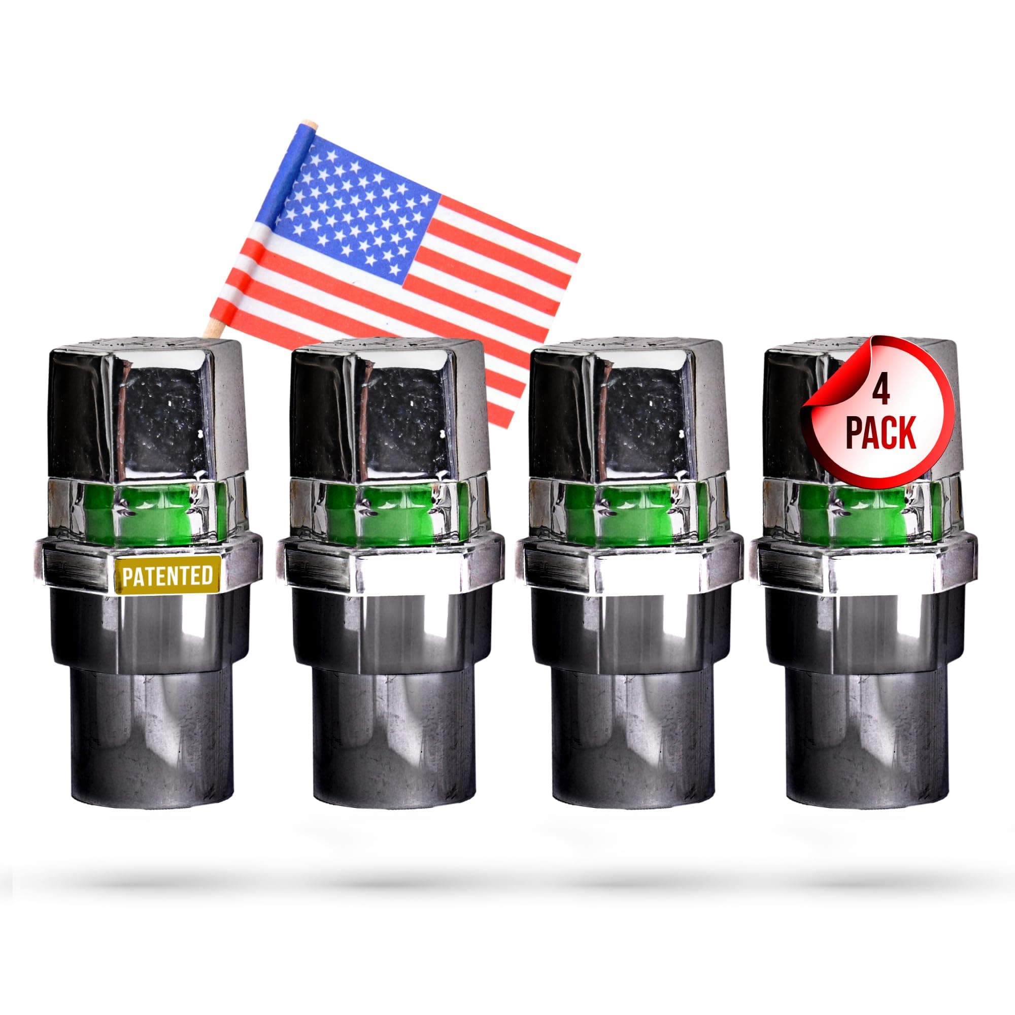 Tire Pressure Monitoring Valve Caps Sensor Gauge - Advanced Detection System, 90 PSI Sensing Air Alert Indicator for Cars, Trailers, Bikes - Chrome-Plated, Pack of 4