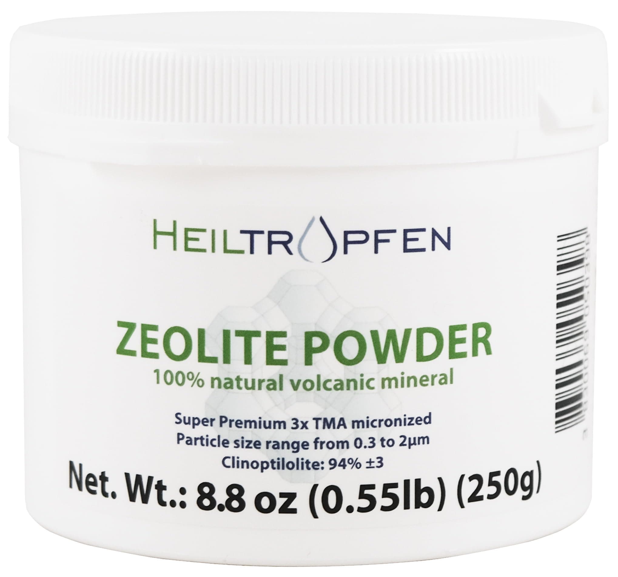 Zeolite Powder | 3X Activated | 0.55 Pound 250g | Ultra FINE Less-Than 2 µm | Clinoptilolite 94+-3% | Natural Mineral Dust | Heiltropfen®