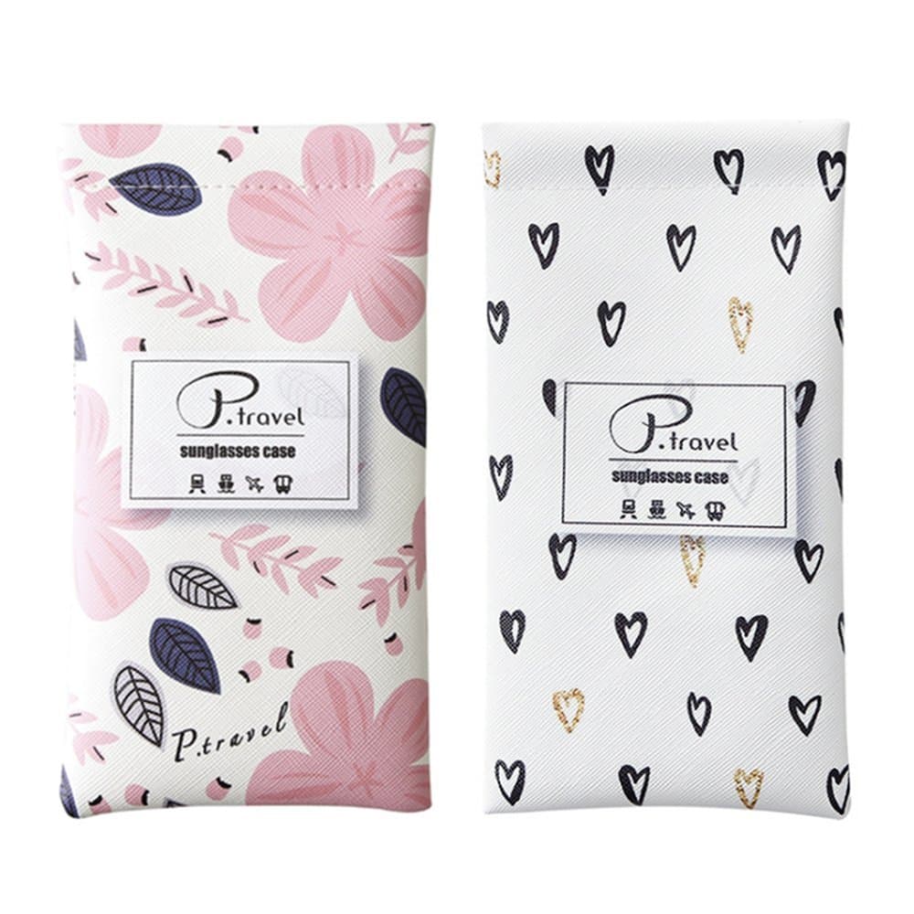 Laofiney2PCS Portable Eyeglass Pouch Sunglass Goggles Case for Woman with Cleaning Cloth