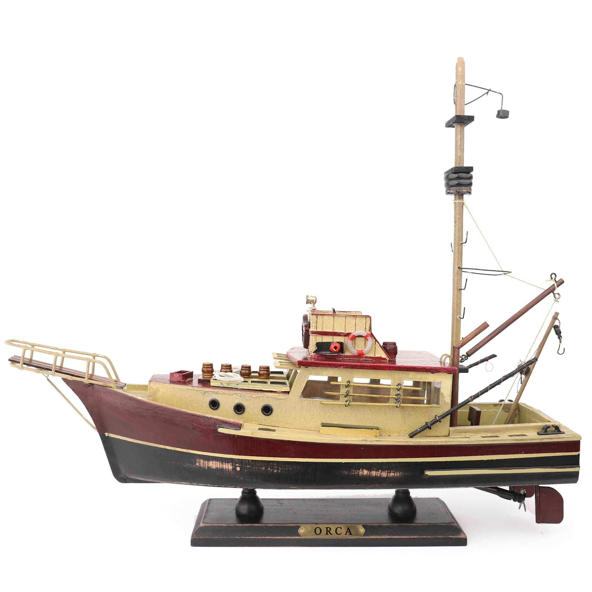 - Jaws Orca Wooden Ship Model Shark Fishing Boat Pre-Assembled Antique Finish Sailboat Decor (Orca-15inch)