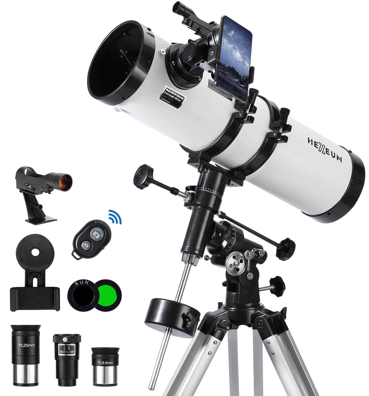 Telescope for Adults & Beginner Astronomers - 80mm Aperture 600mm Fully Multi-Coated High Transmission Coatings with AZ Mount Tripod Phone Adapter, Carrying Bag, Wireless Control.
