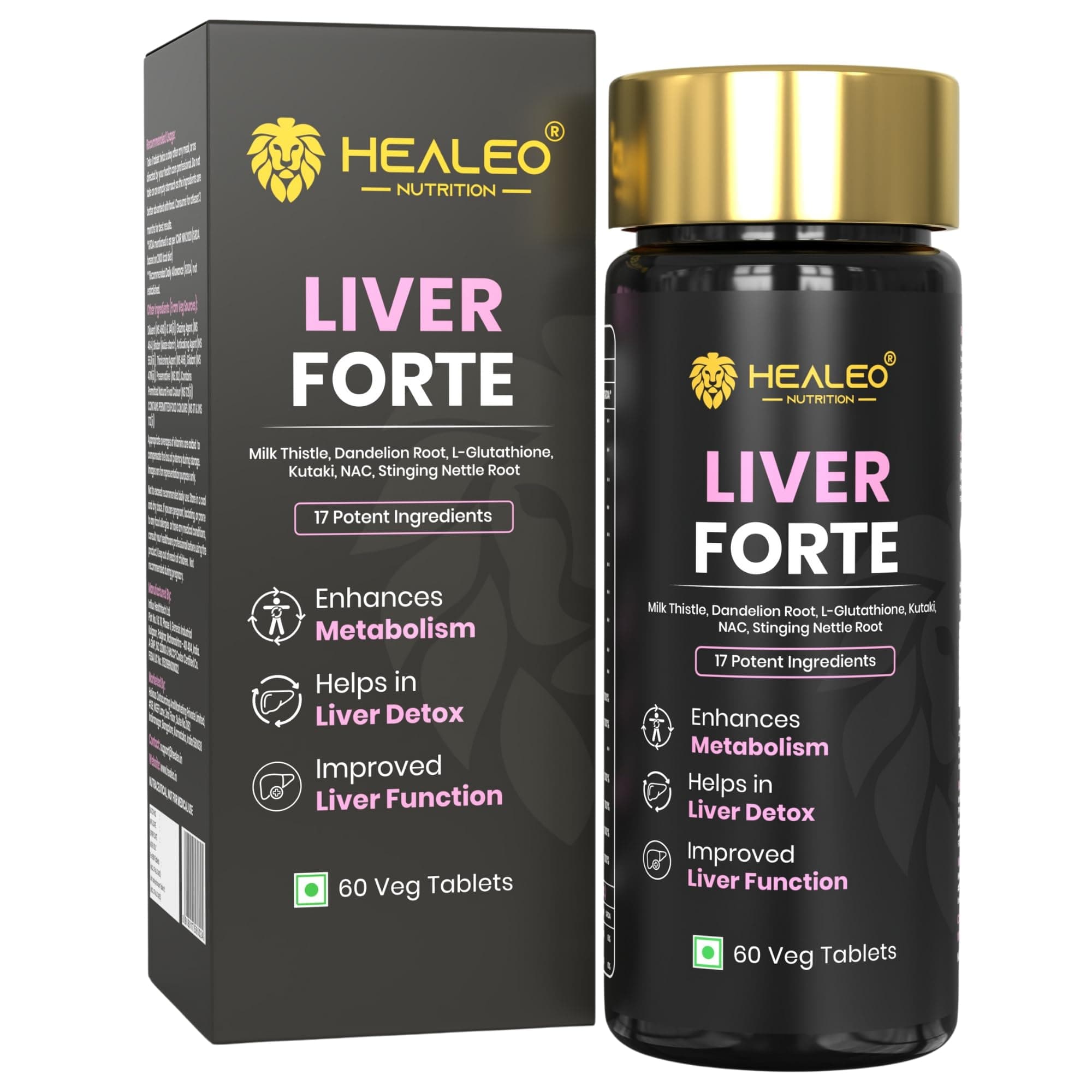 Healeo Liver Forte 2500mg, 17-in-1 Milk Thistle Liver Detox Supplement with NAC, Glutathione, Turmeric, Dandelion - Fatty Liver Cleanse, Care & Support - Lab Tested - 60 Veg Tablets