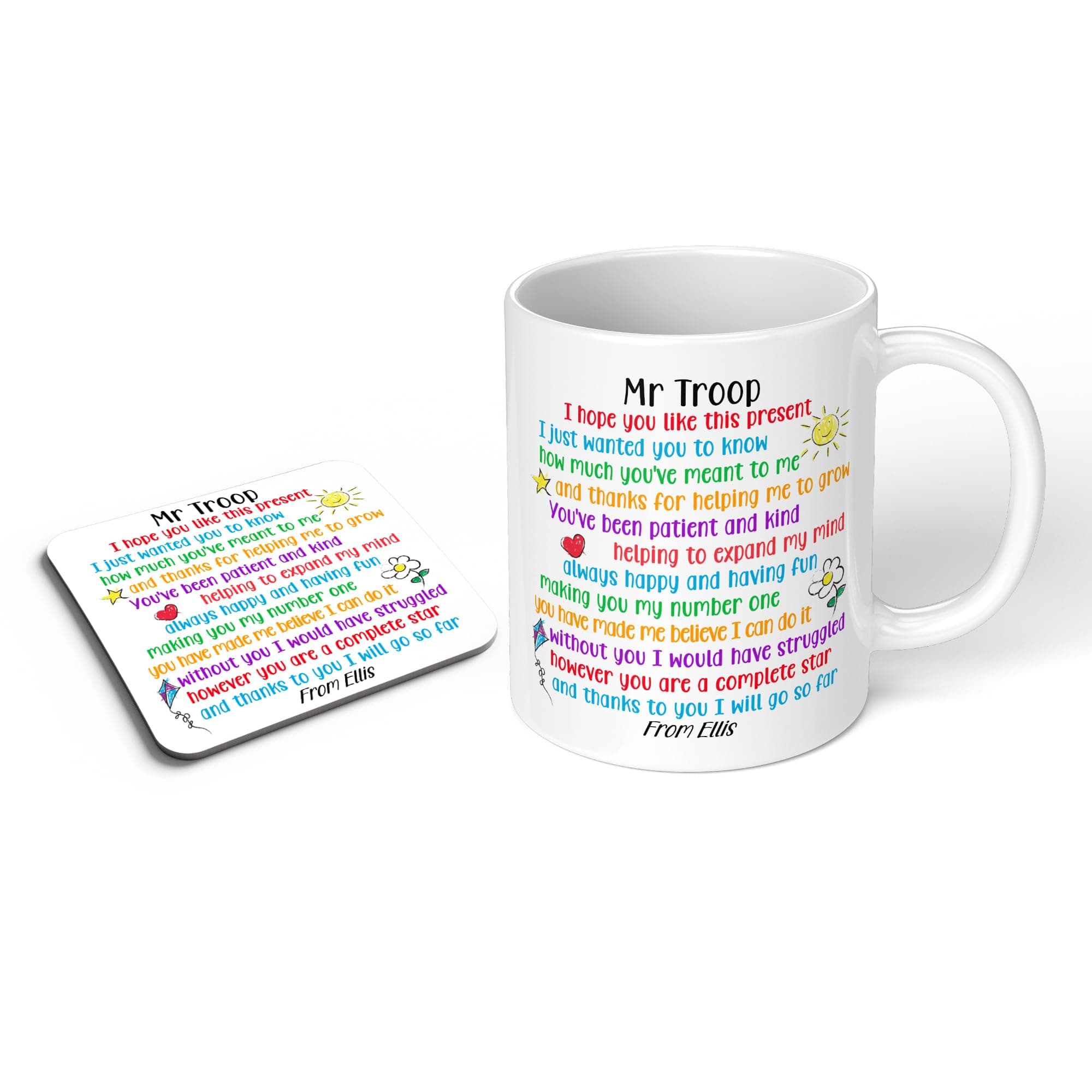 Personalised Mug for Teacher Thank You End Term Student Pupil Present Leaving 11oz Coffee Tea Novelty Appreciation Leaving Gift I Will Go So far (Mug and Coaster)