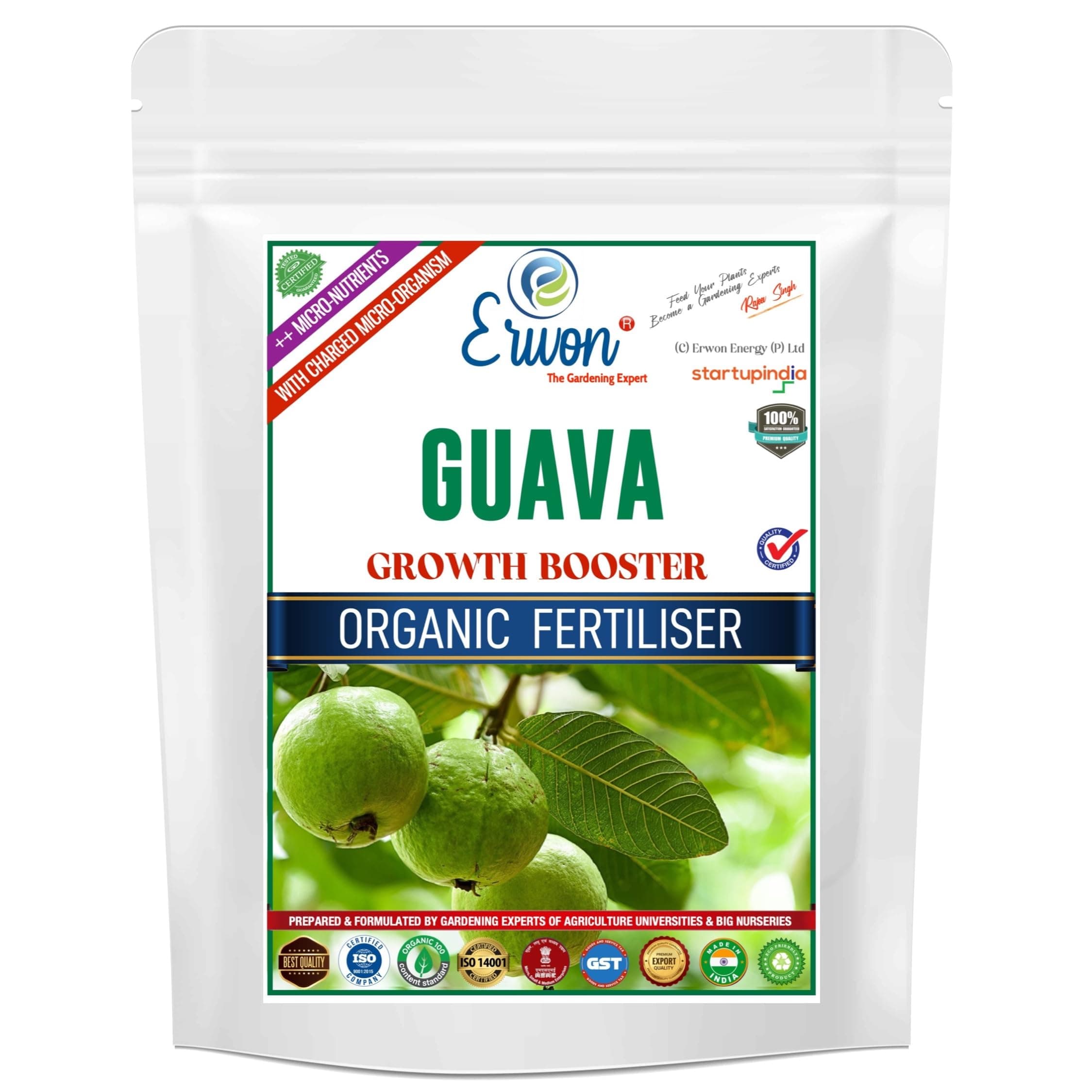 Erwon® Guava Growth Booster for Soil, Premium Essential Powerful Organic Fertilizer for Overall Growth of Guava Plants, with Charged Micro-Organism and ++ Micronutrients (400 gm)
