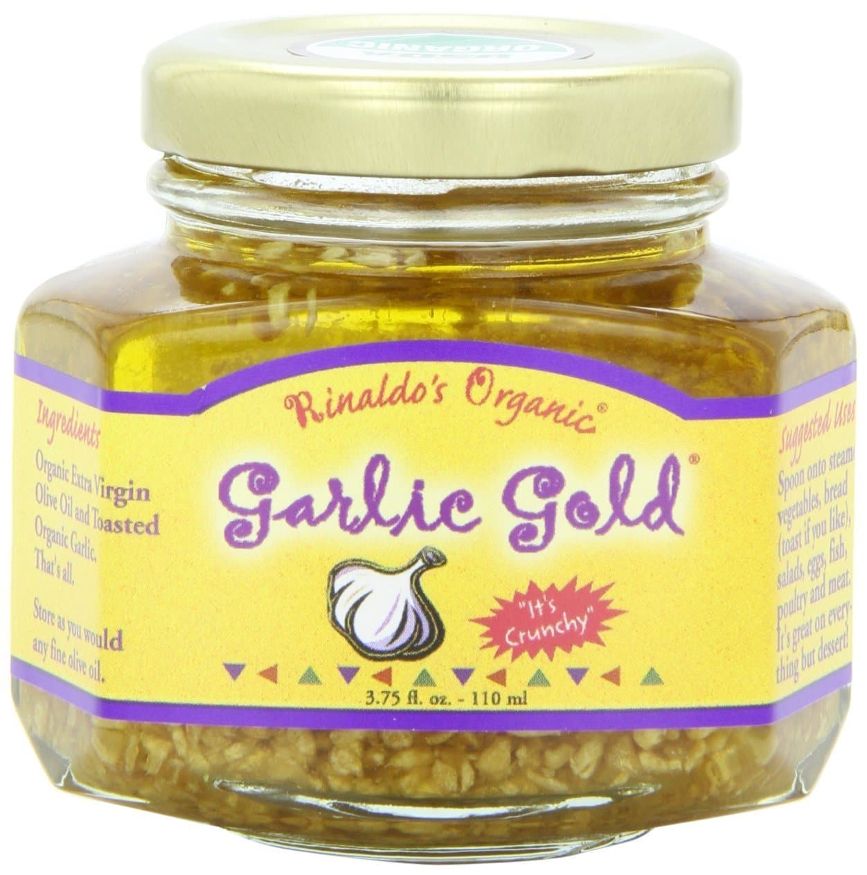 Garlic Gold Toasted Granules in Extra Virgin Olive Oil, USDA Organic Certified Minced Garlic, Sodium Free, Non GMO & Vegan, Keto & Paleo Friendly (3.75 Oz, 1 Pack)