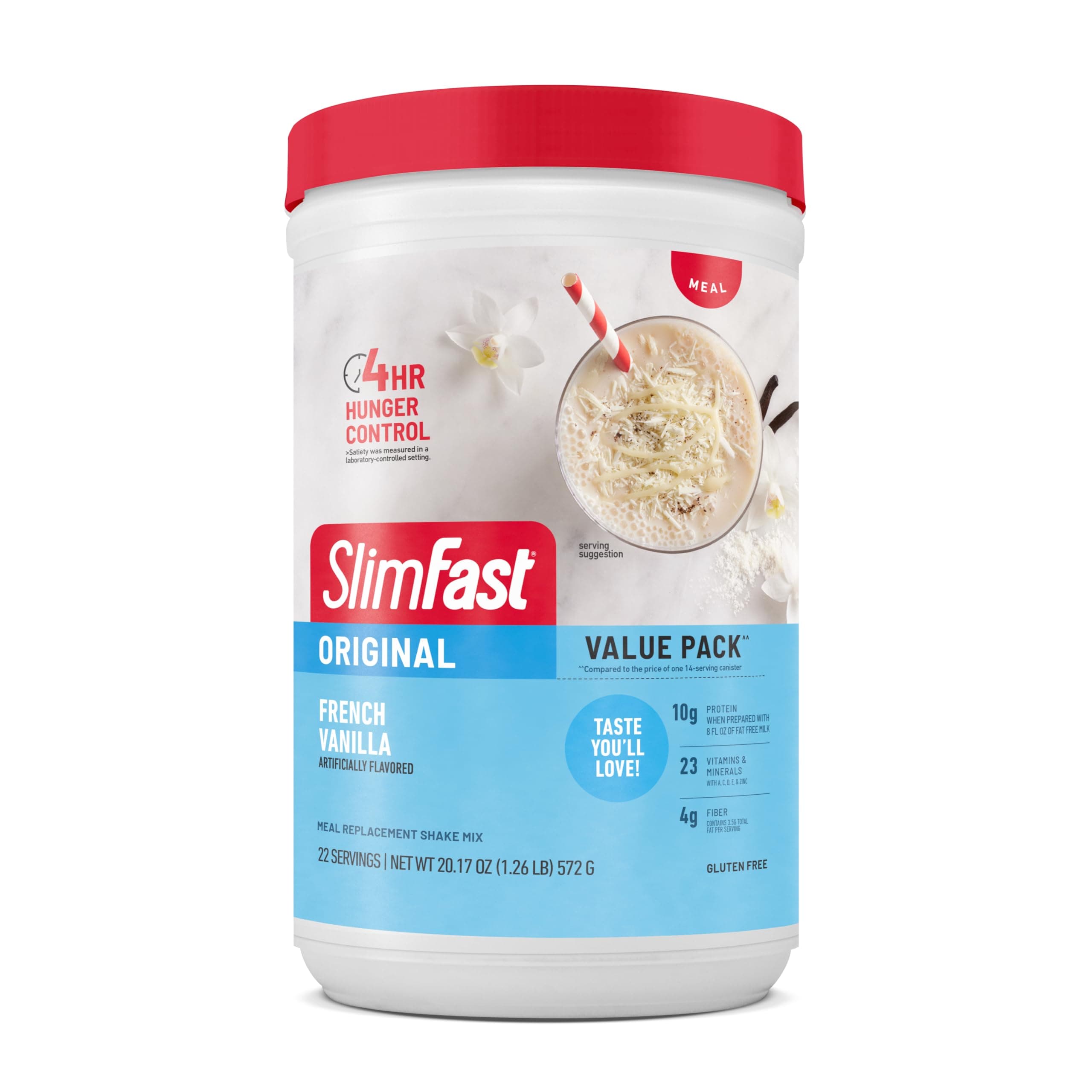 Meal Replacement Powder, Original French Vanilla, Weight Loss Shake Mix, 10g of Protein, 22 Servings