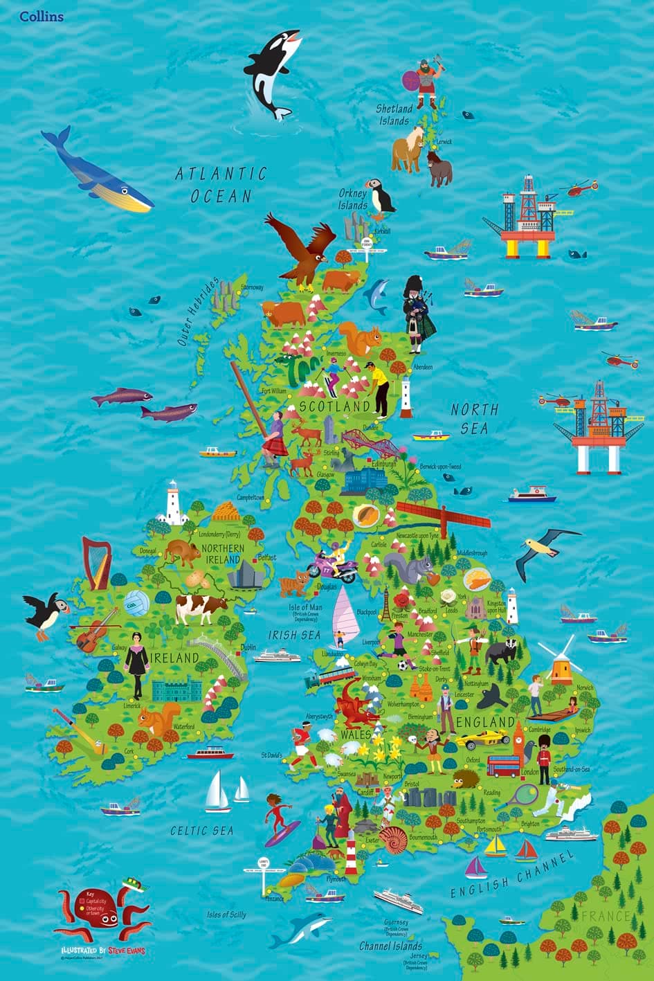 Collins Children's Wall Map of the United Kingdom & Ireland